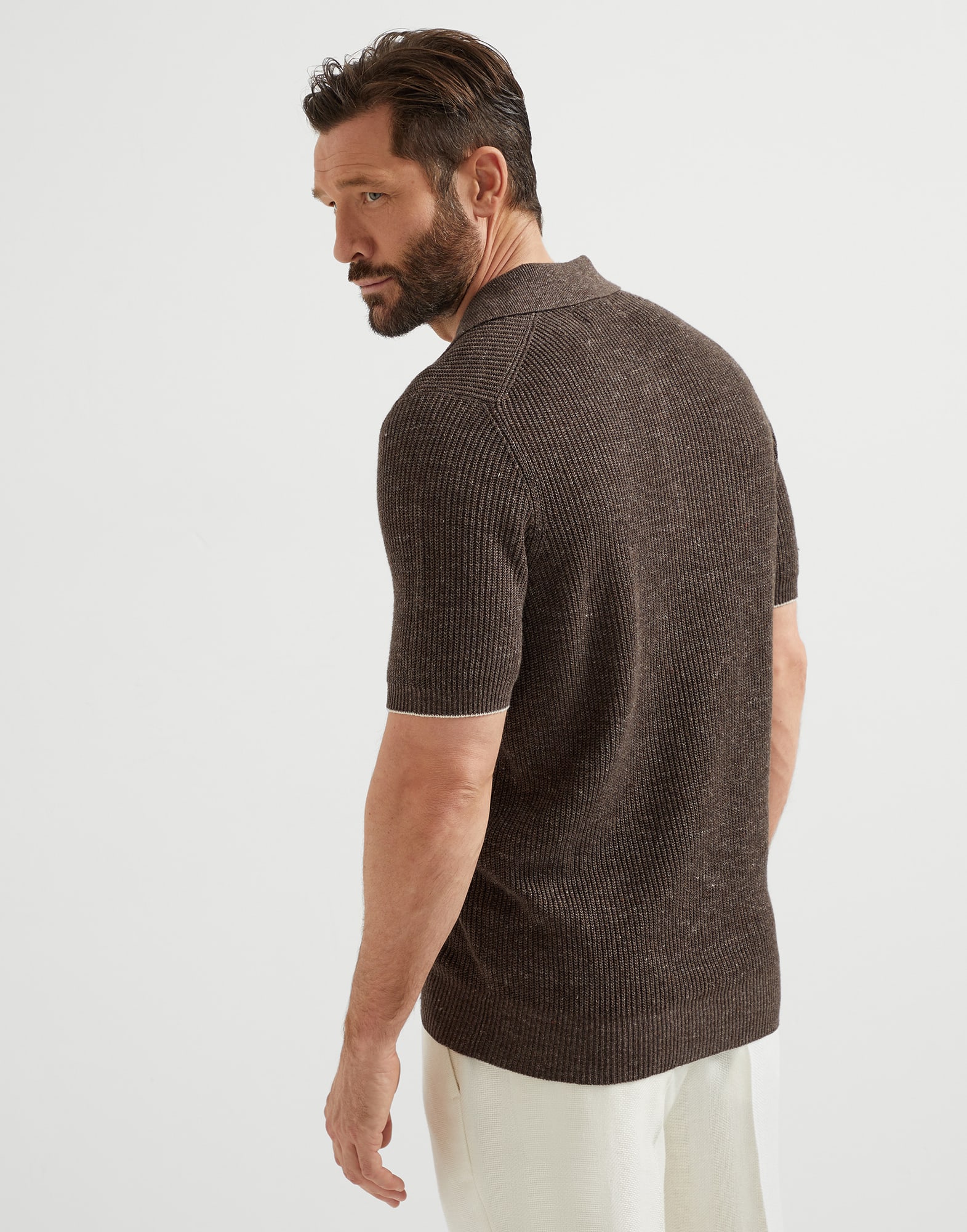Half English rib knit polo