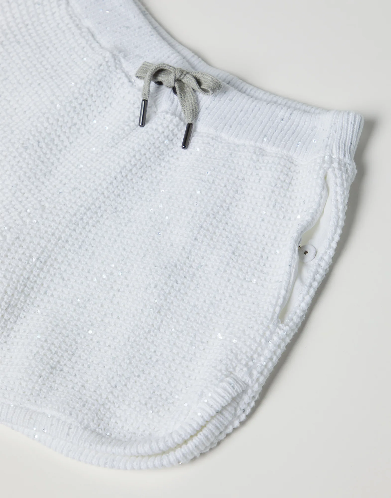 Cotton dazzling yarn half English rib knit shorts