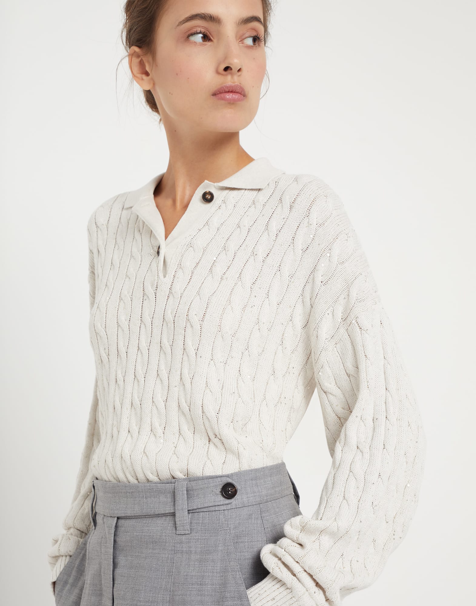 Comfort virgin wool fresco curved trousers