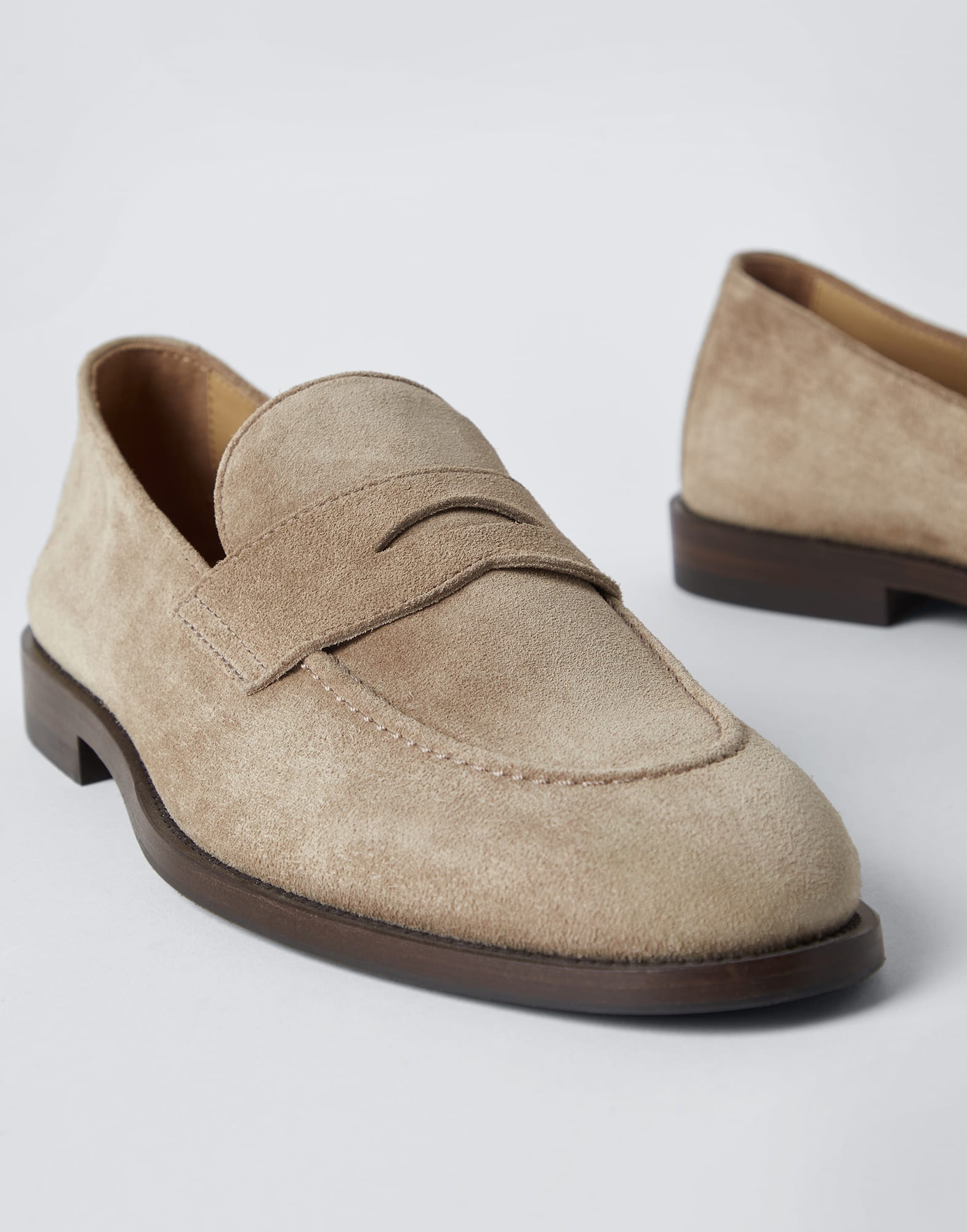 Suede penny loafers