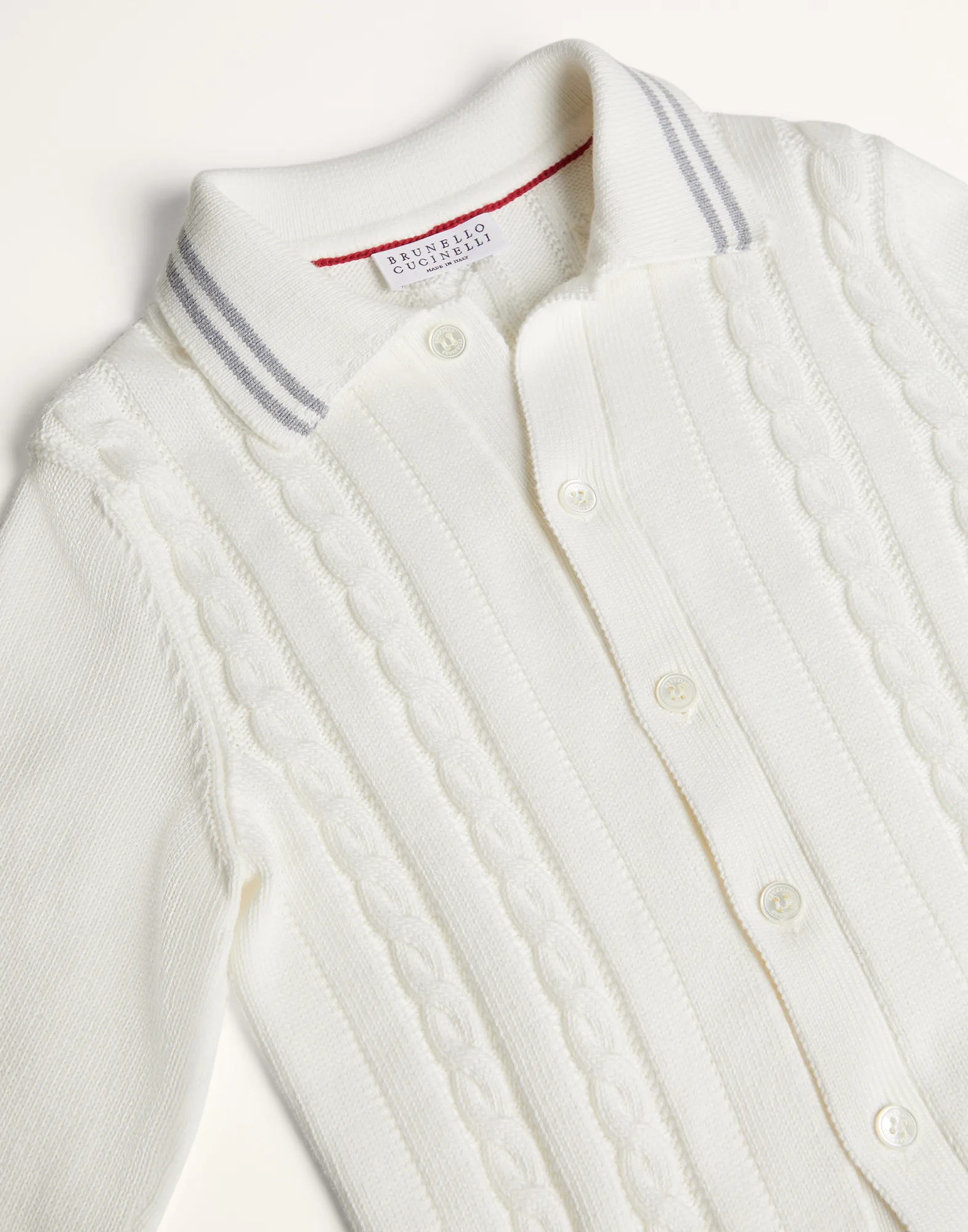 Cotton knit shirt with cables