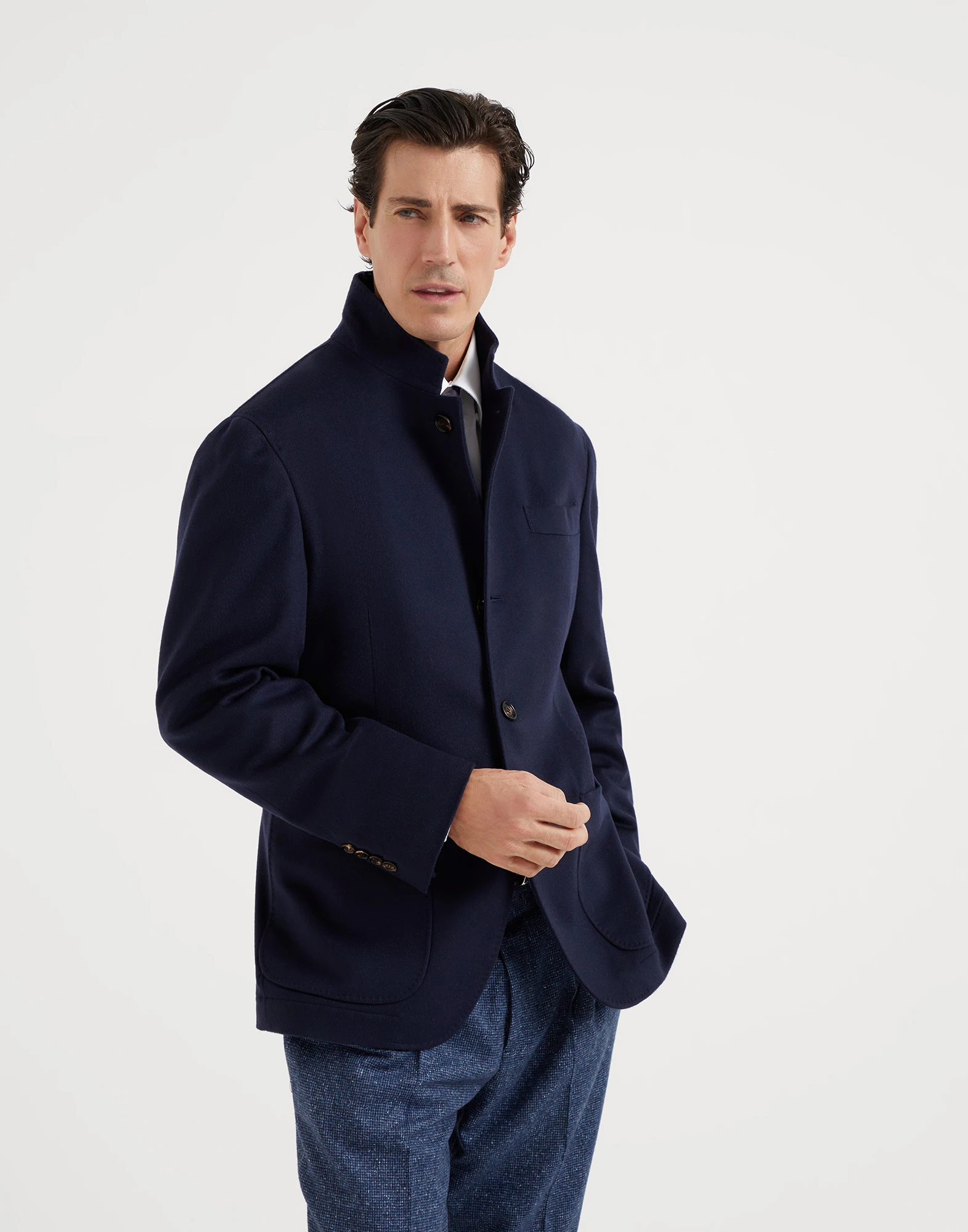 Cashmere and vicu?a outerwear blazer