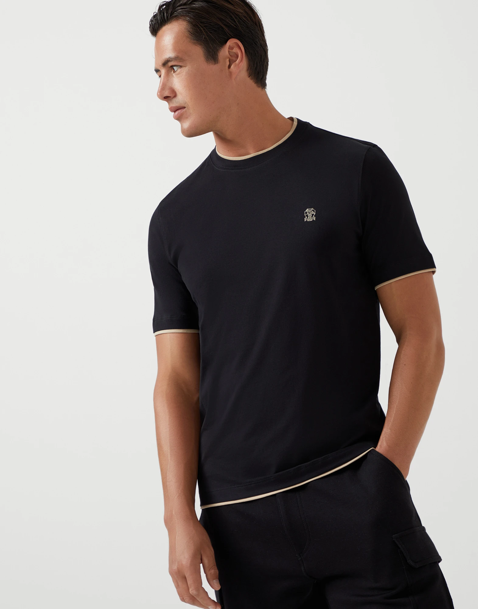 T-shirt with faux-layering