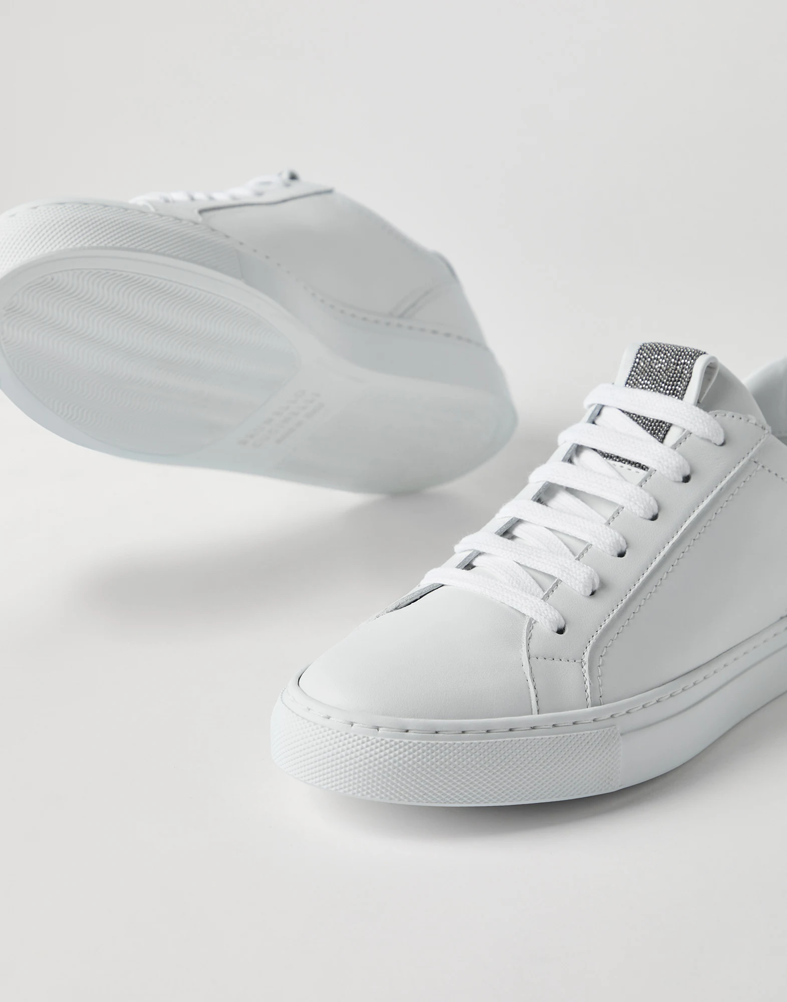 Matte calfskin sneakers with precious detail
