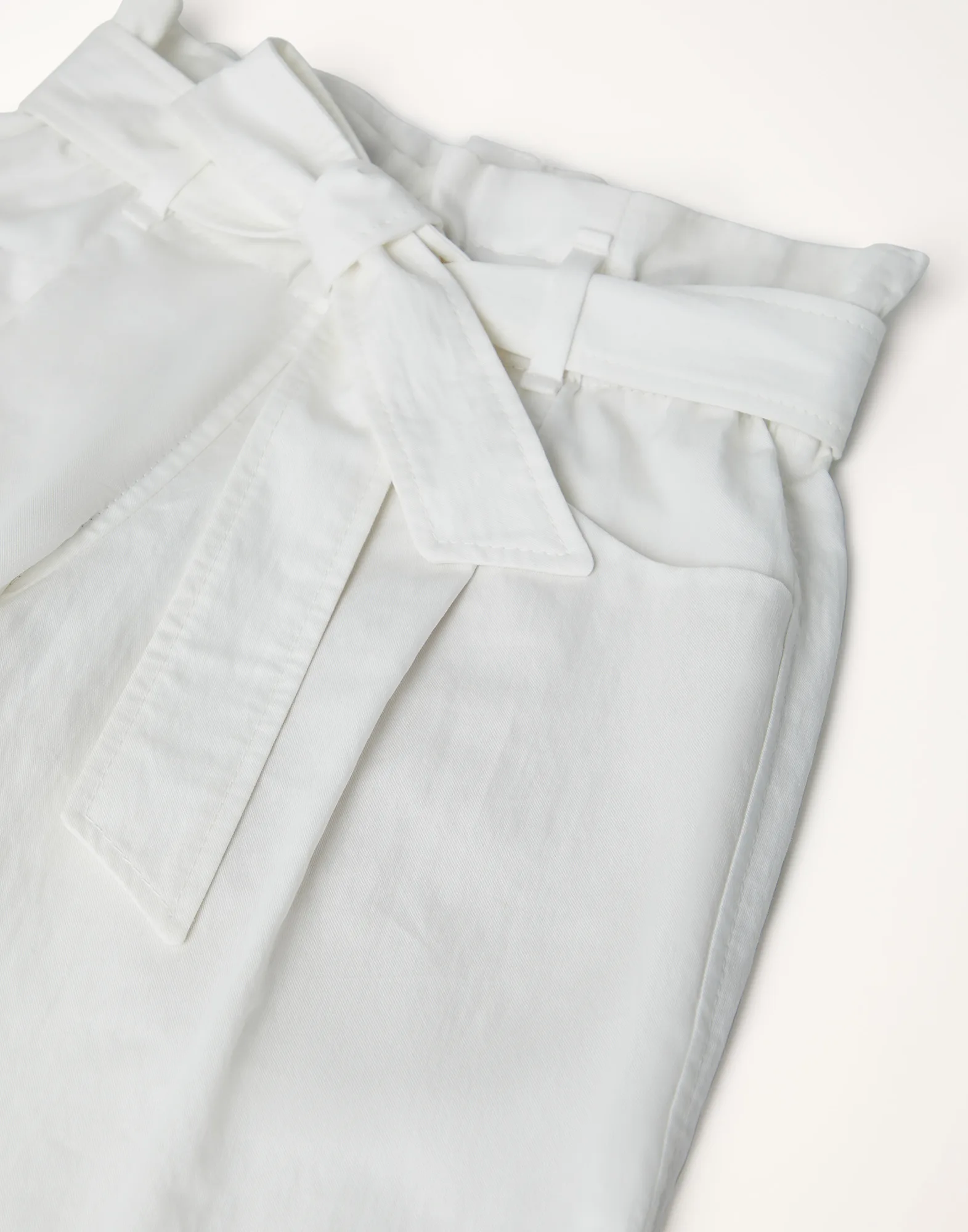Crispy cotton gabardine A-line trousers with monili