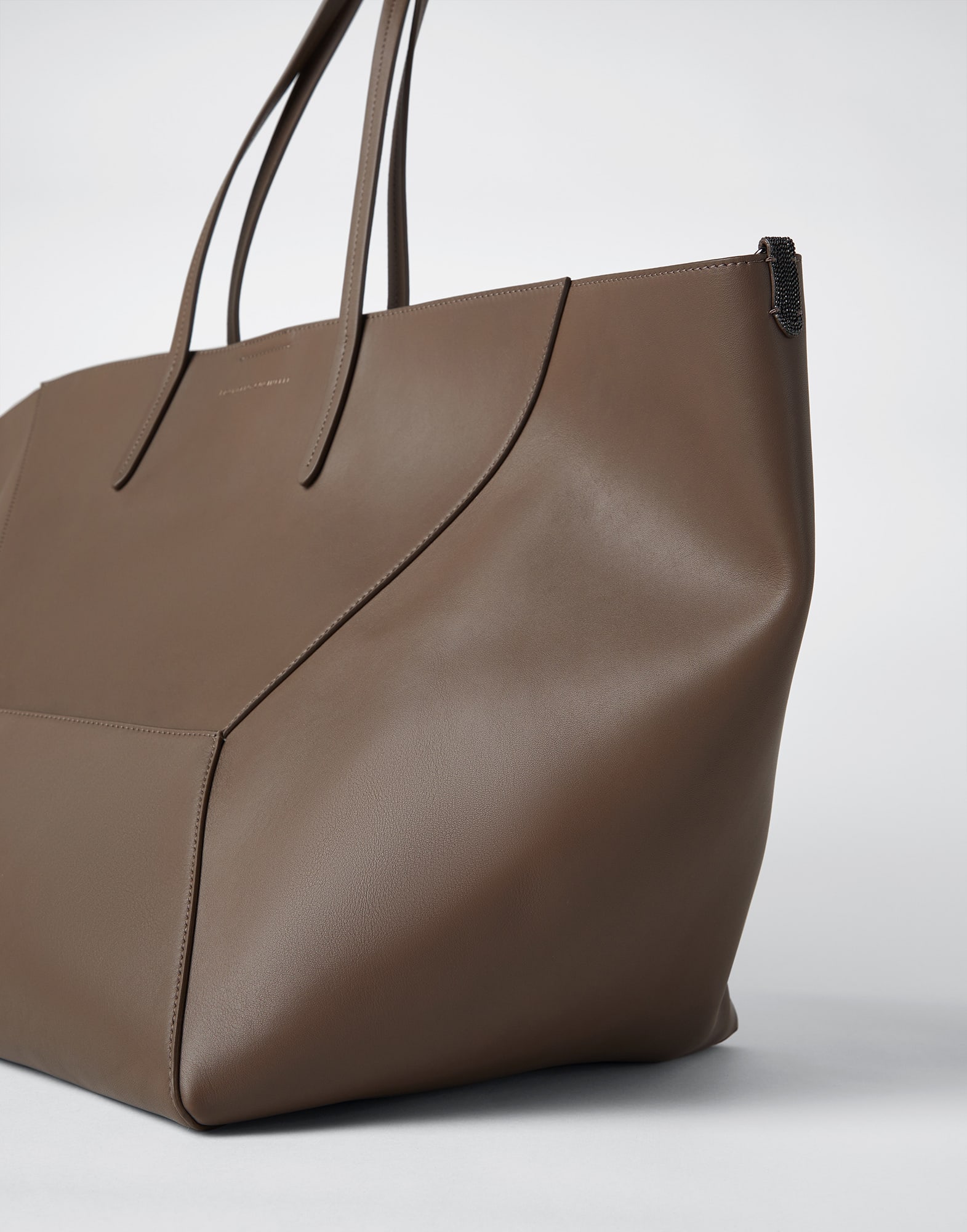 Calfskin large shopper bag with monili