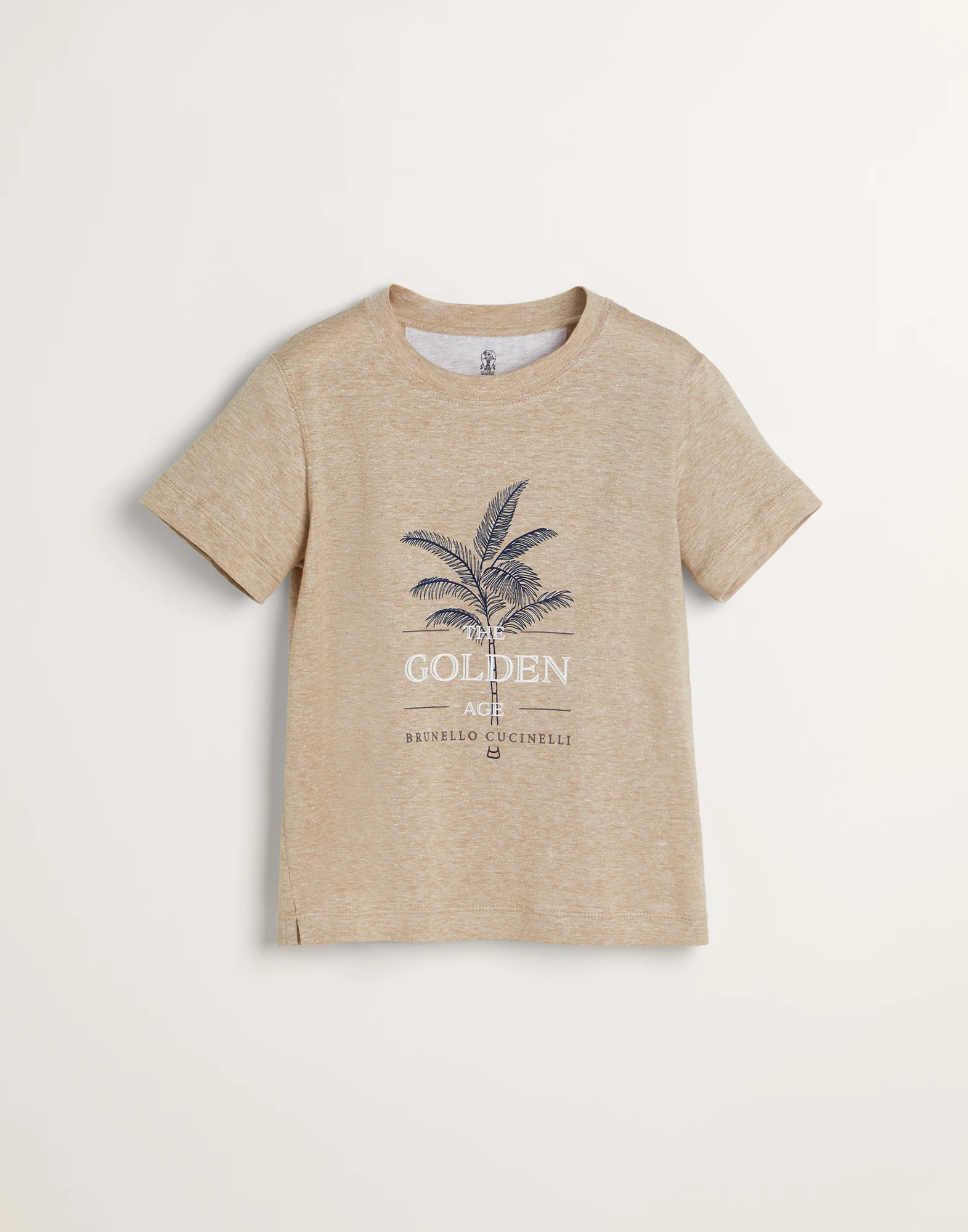 Linen and cotton jersey T-shirt with print