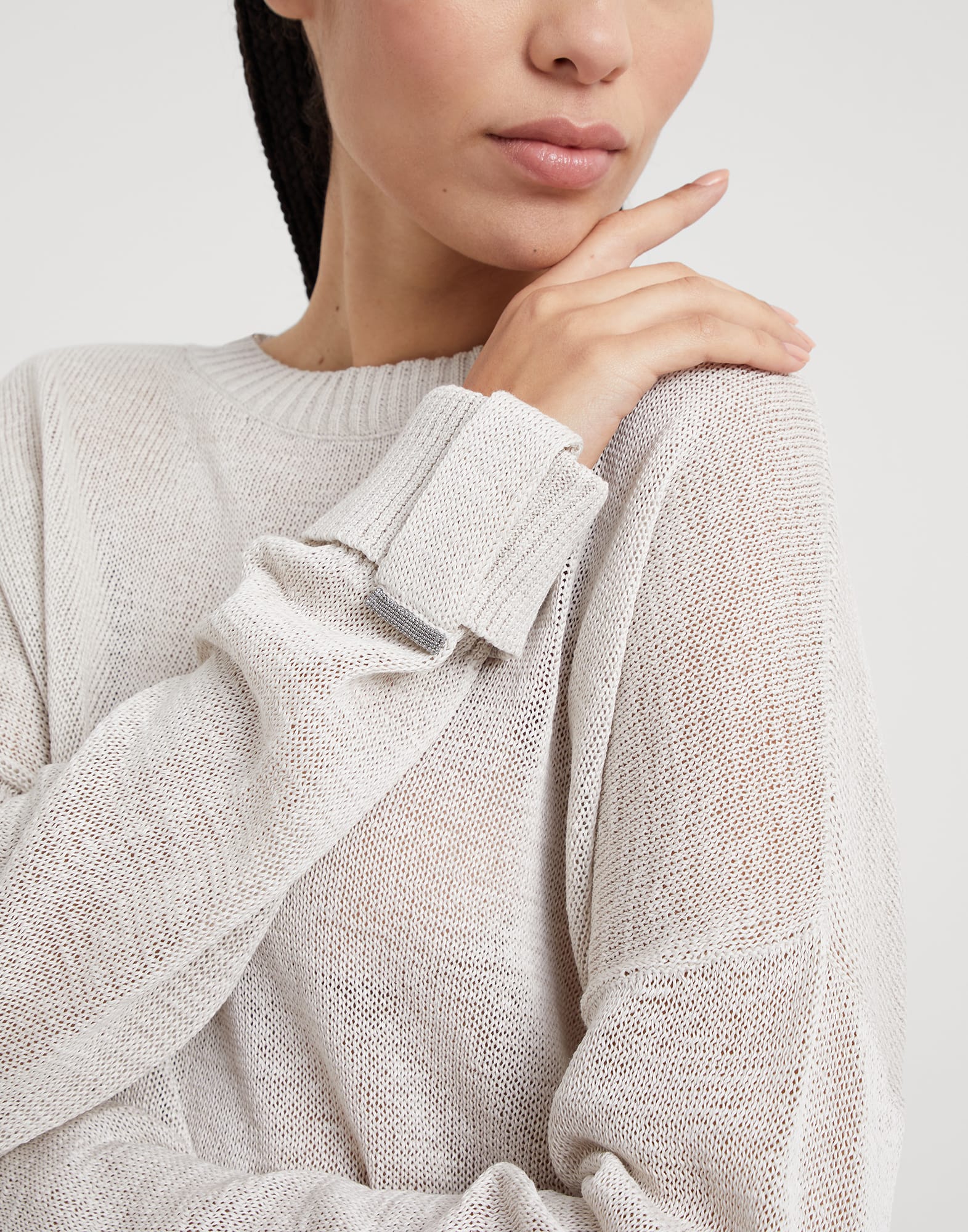 Cotton sweater with shiny details