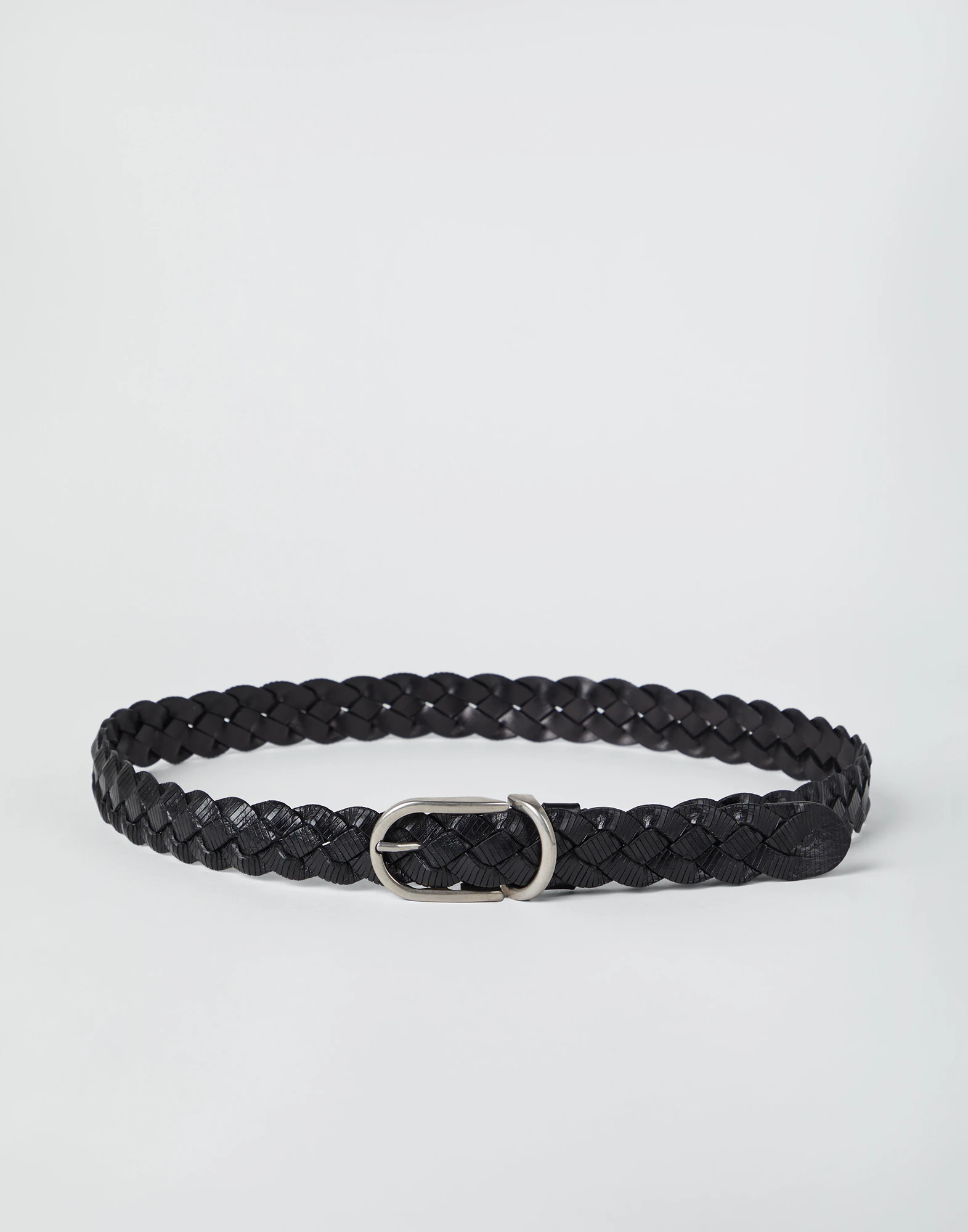 Braided etched calfskin belt