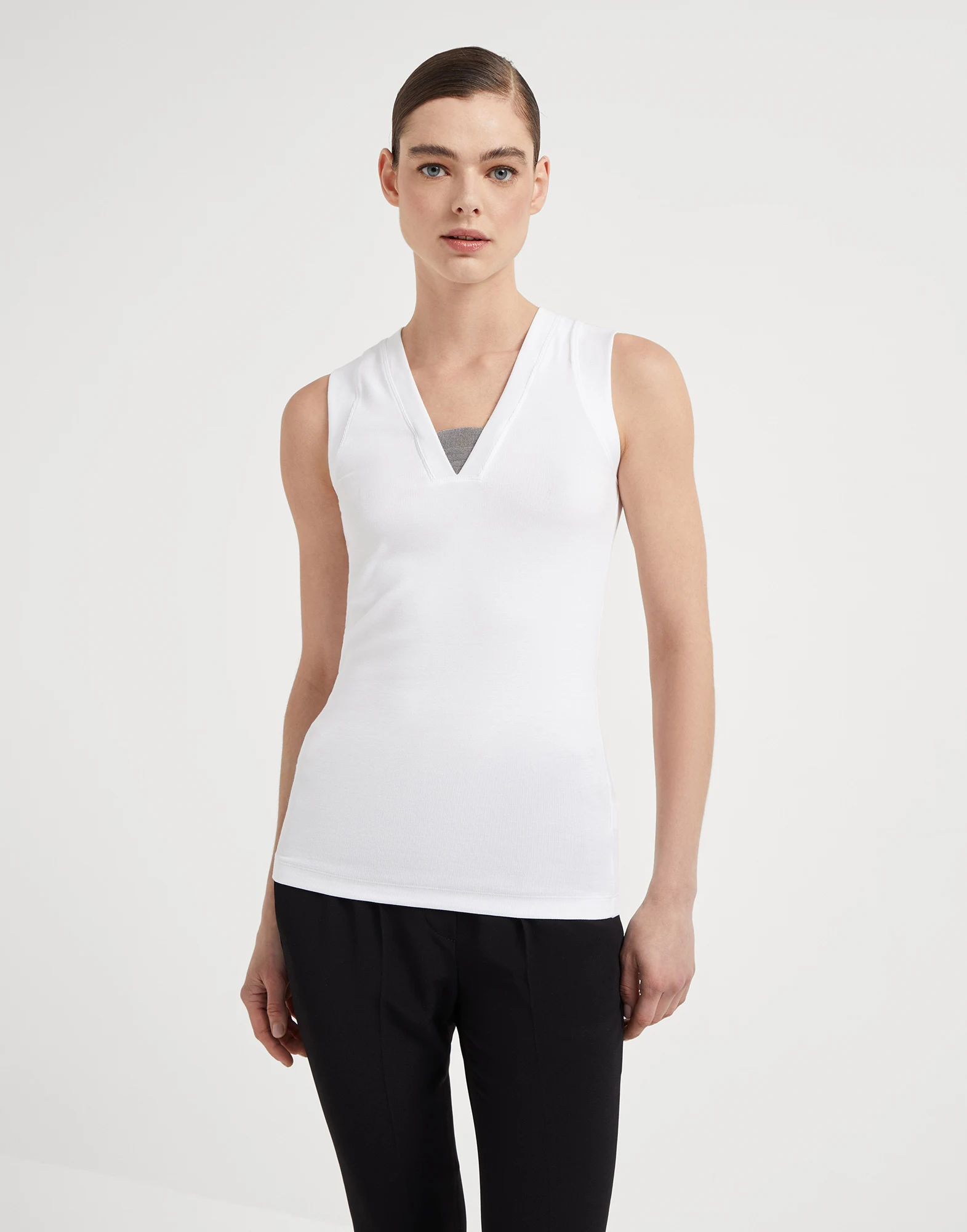 Ribbed jersey top