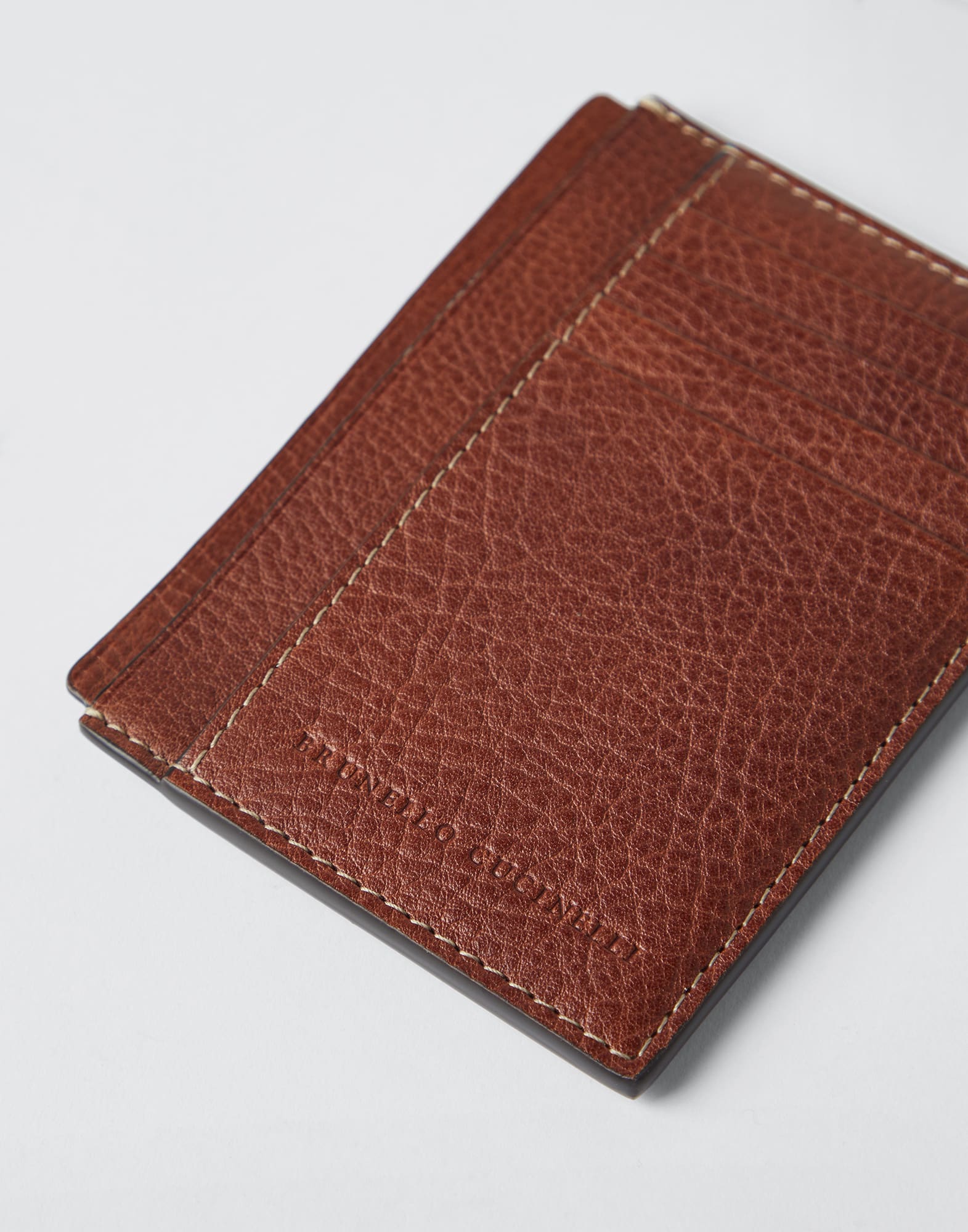 Grained calfskin slim card holder
