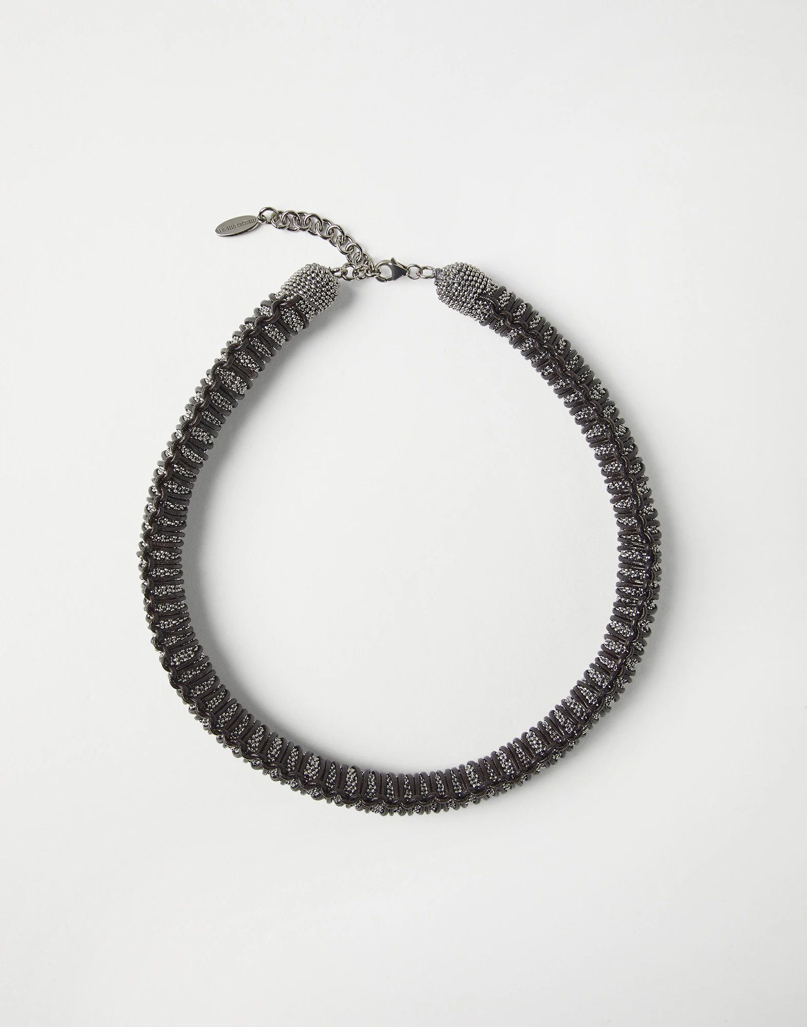 Monili and braided leather choker