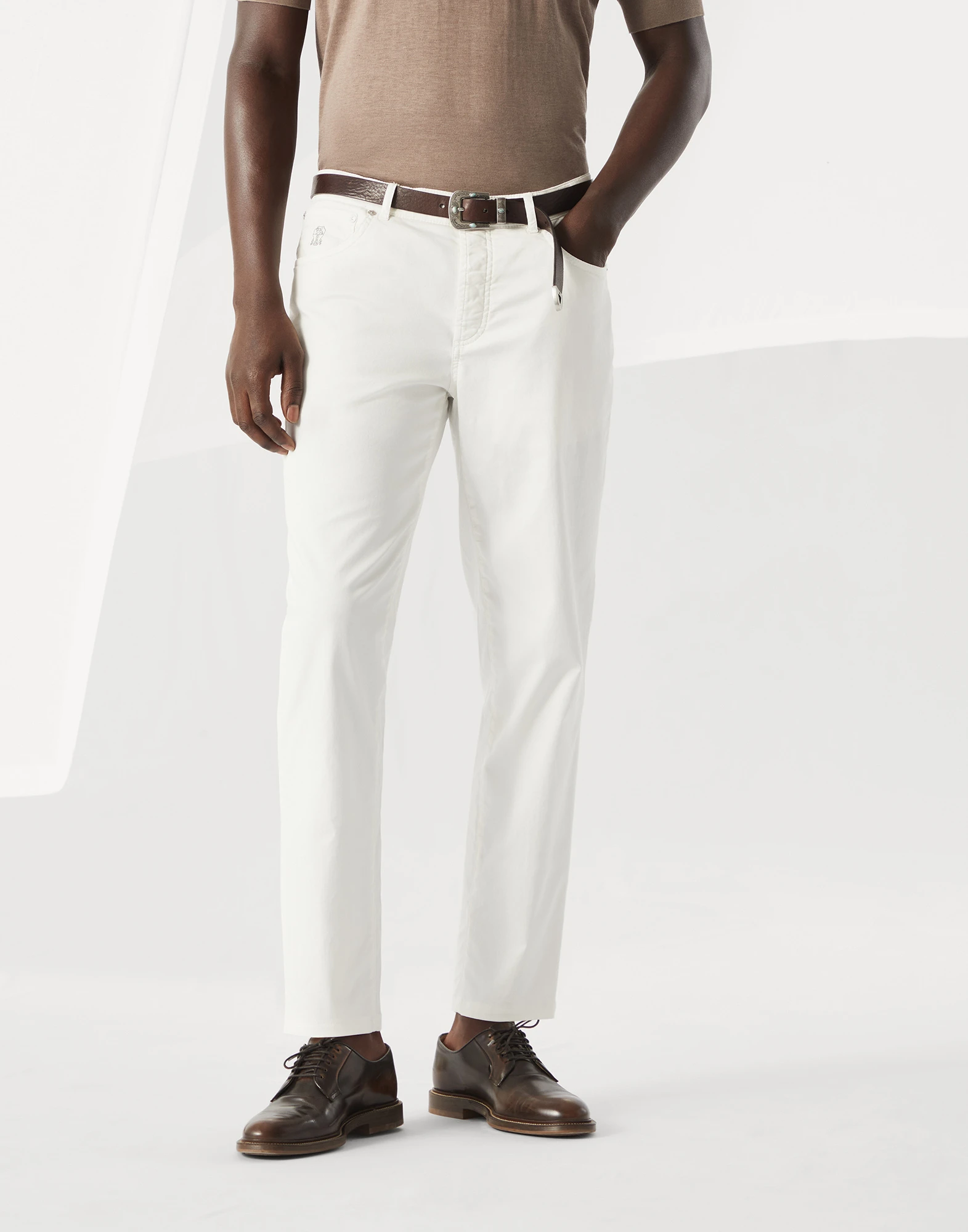 Gabardine garment dyed trousers