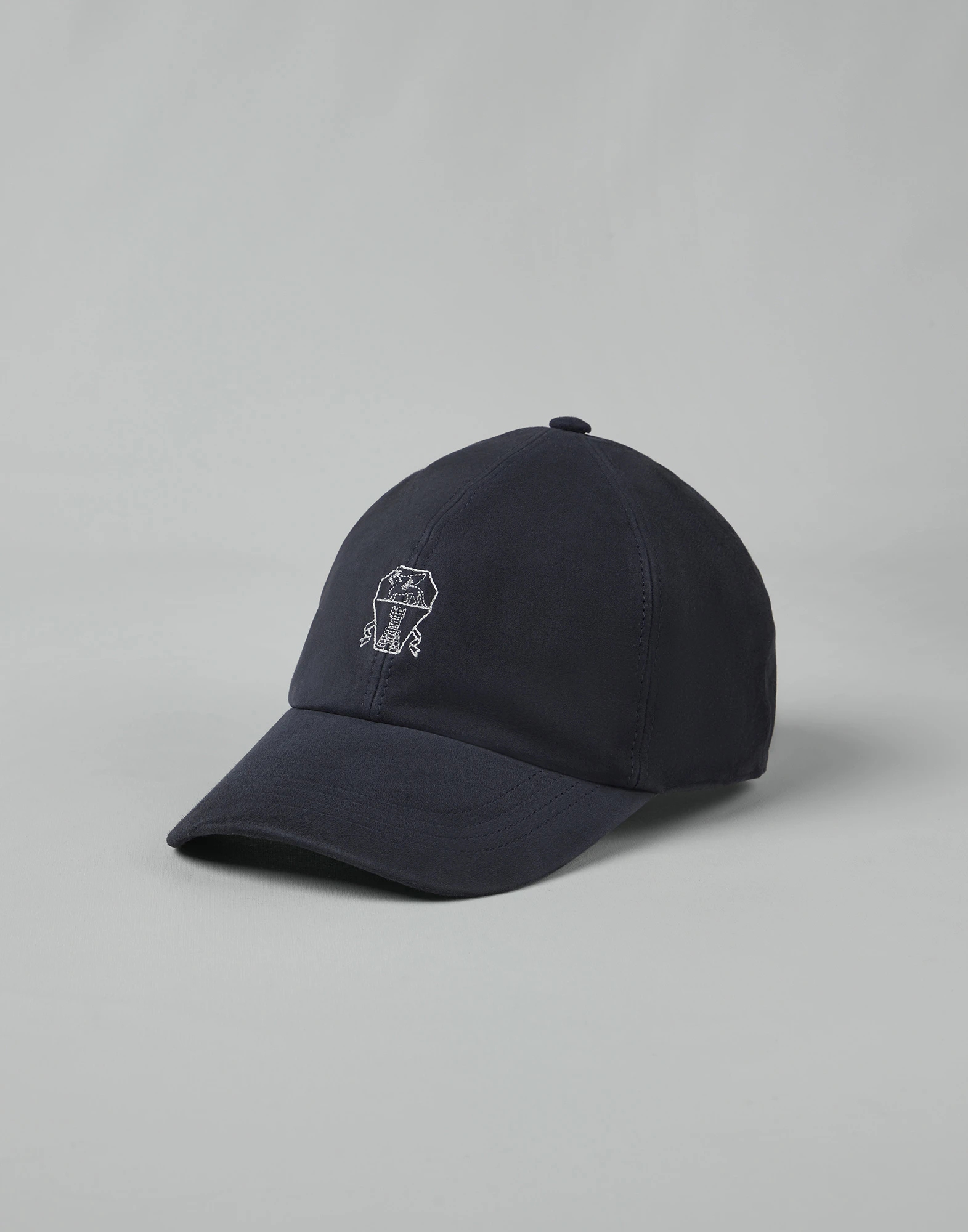 Lightweight suede baseball cap with embroidered logo