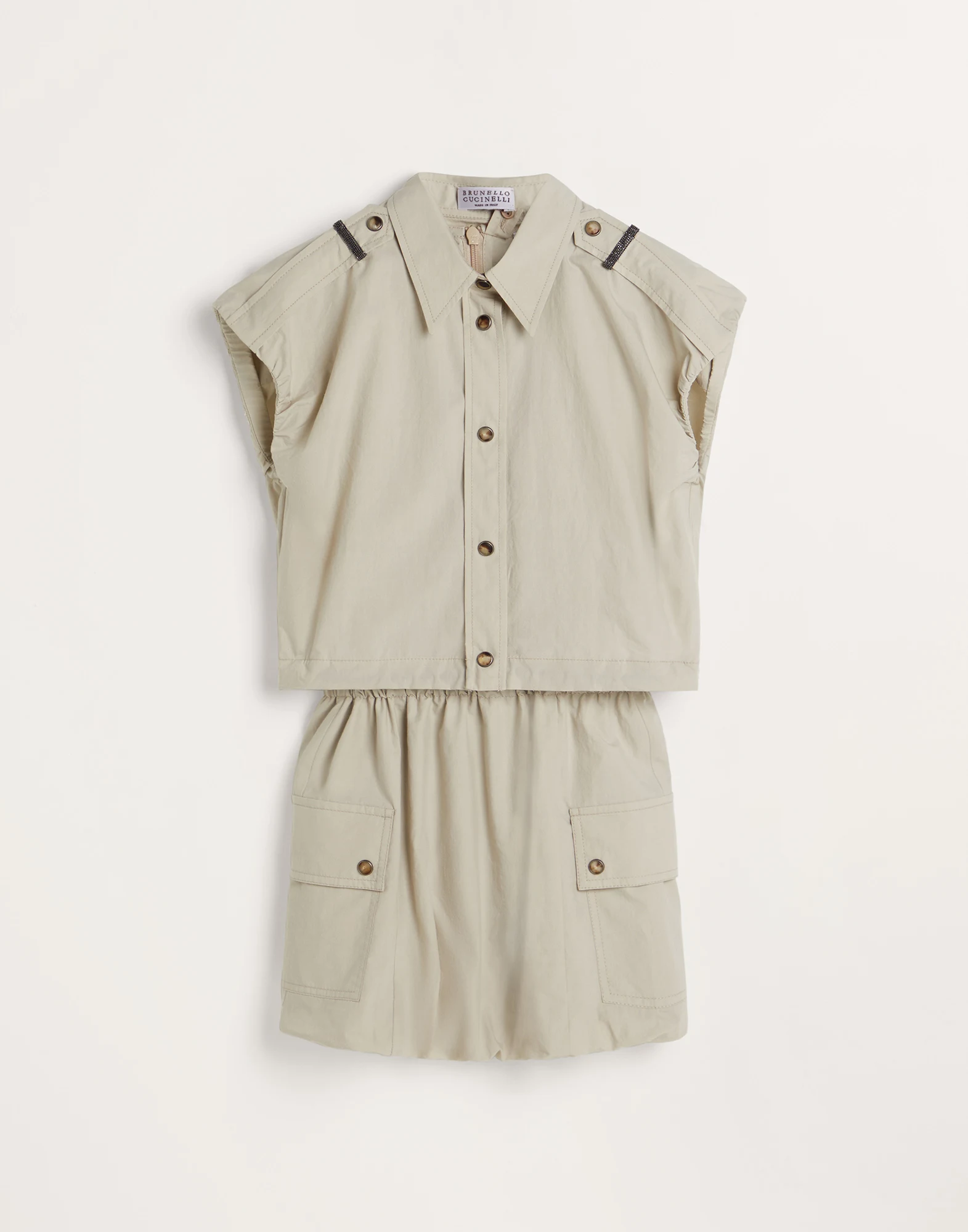 Lightweight wrinkled cotton poplin 3 in 1 dress