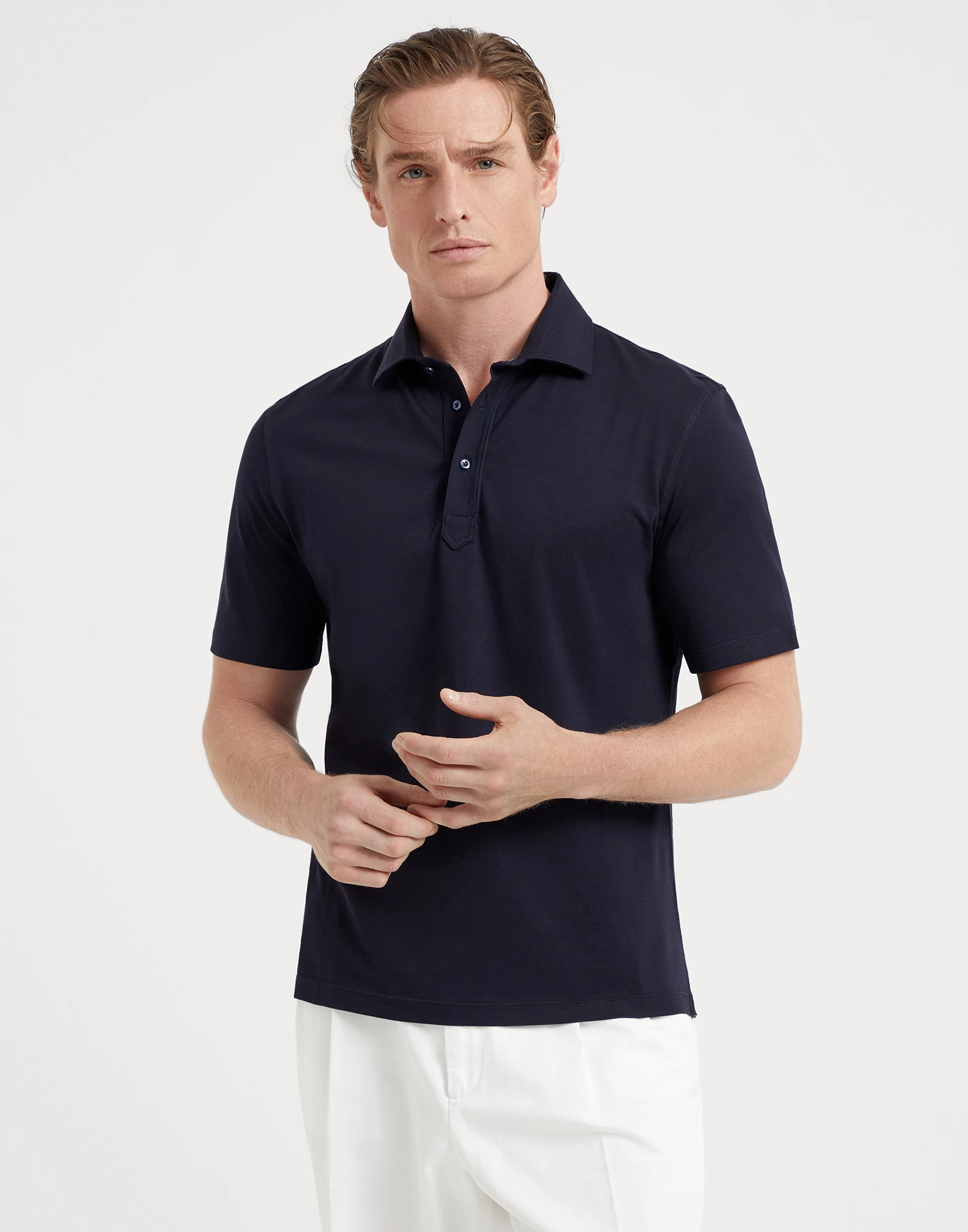 Polo with shirt collar