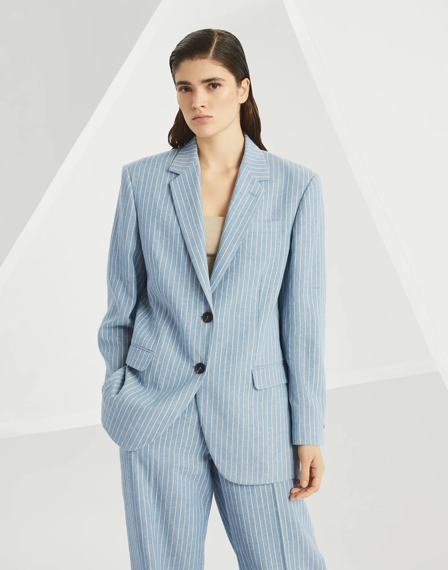 Twill blazer with monili