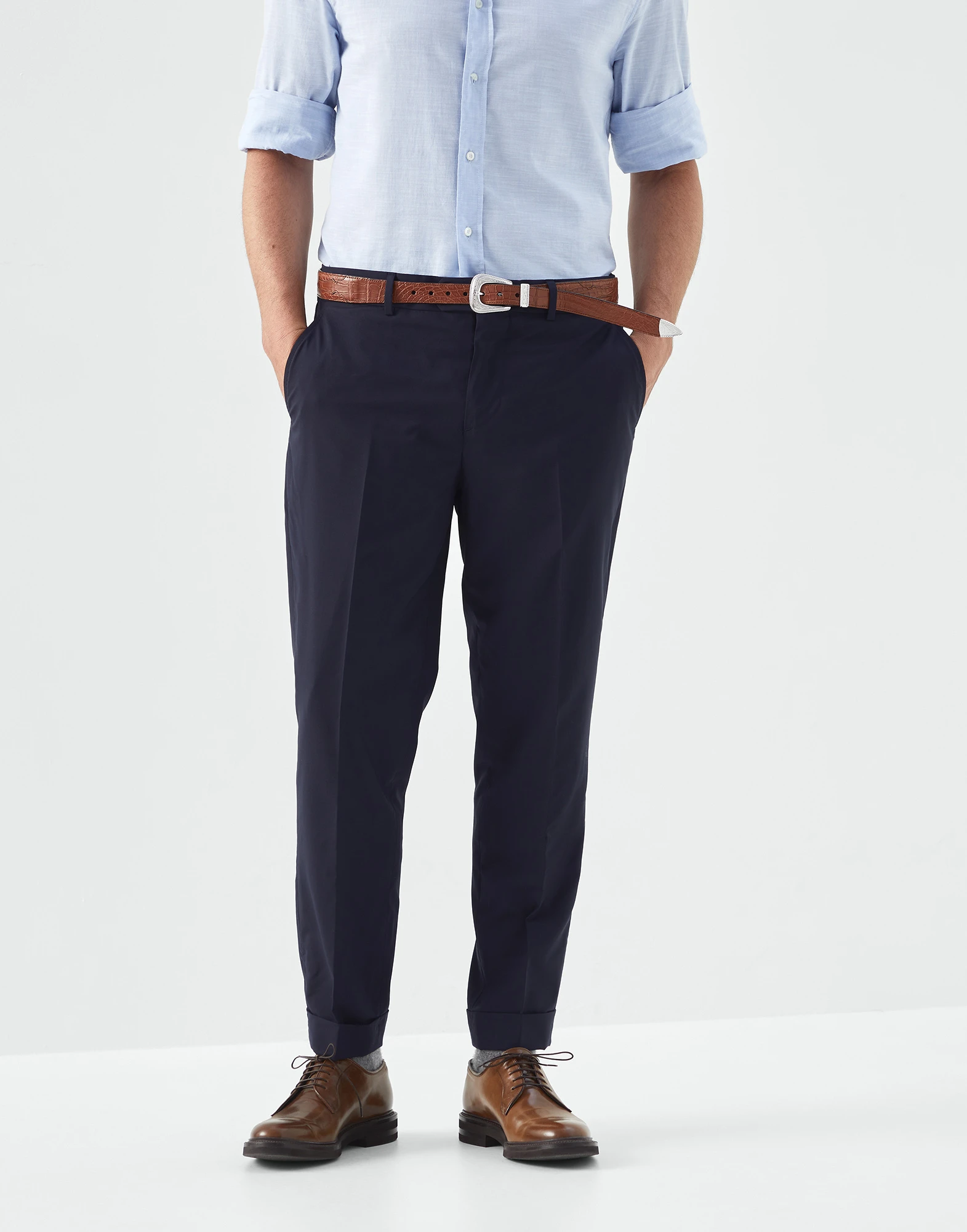 Super 150s lightweight virgin wool and silk formal fit trousers