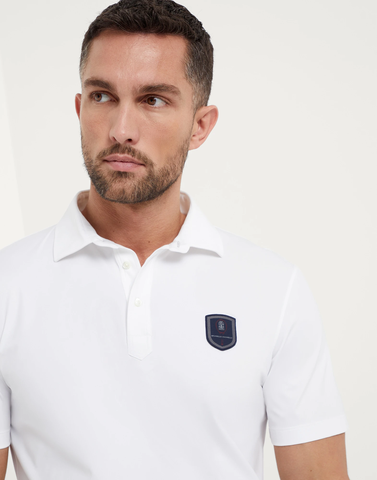 Techno jersey polo with tennis badge