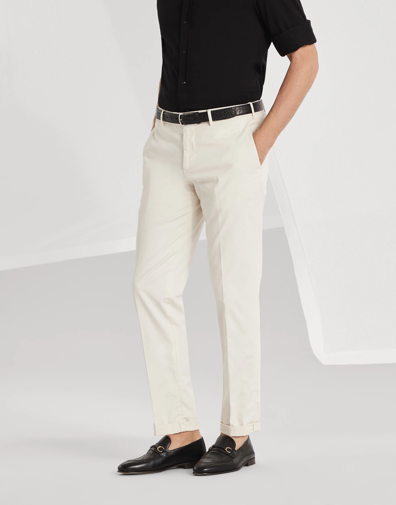 Gabardine garment dyed trousers