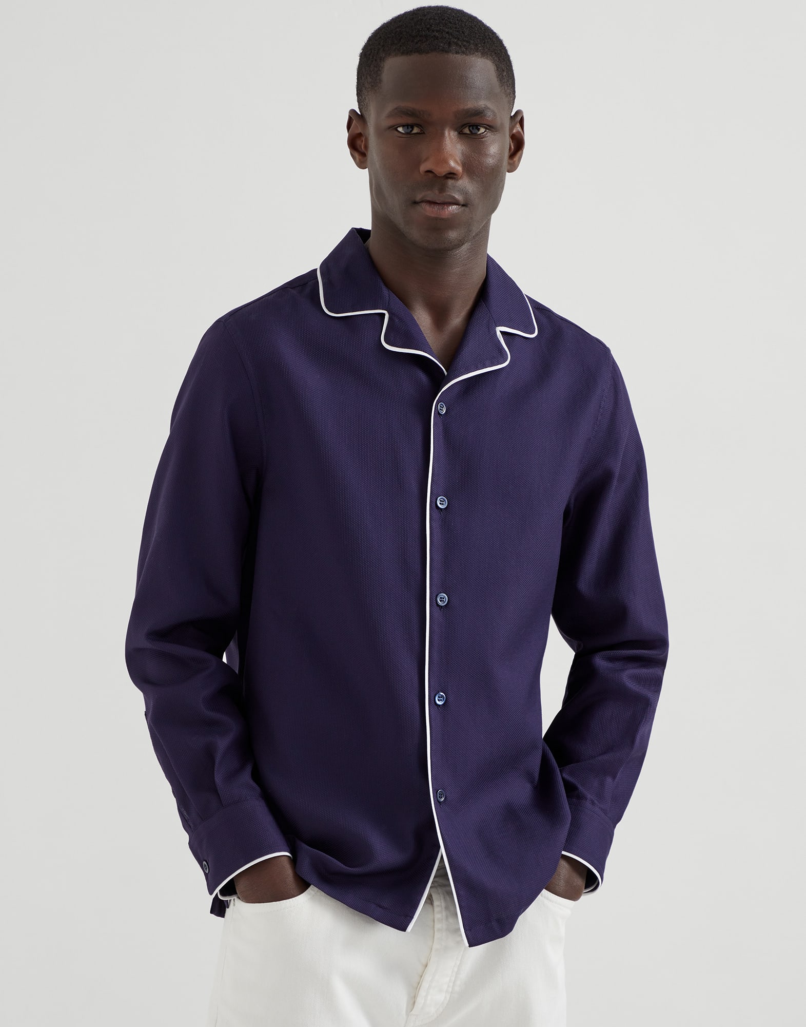Shirt with camp collar