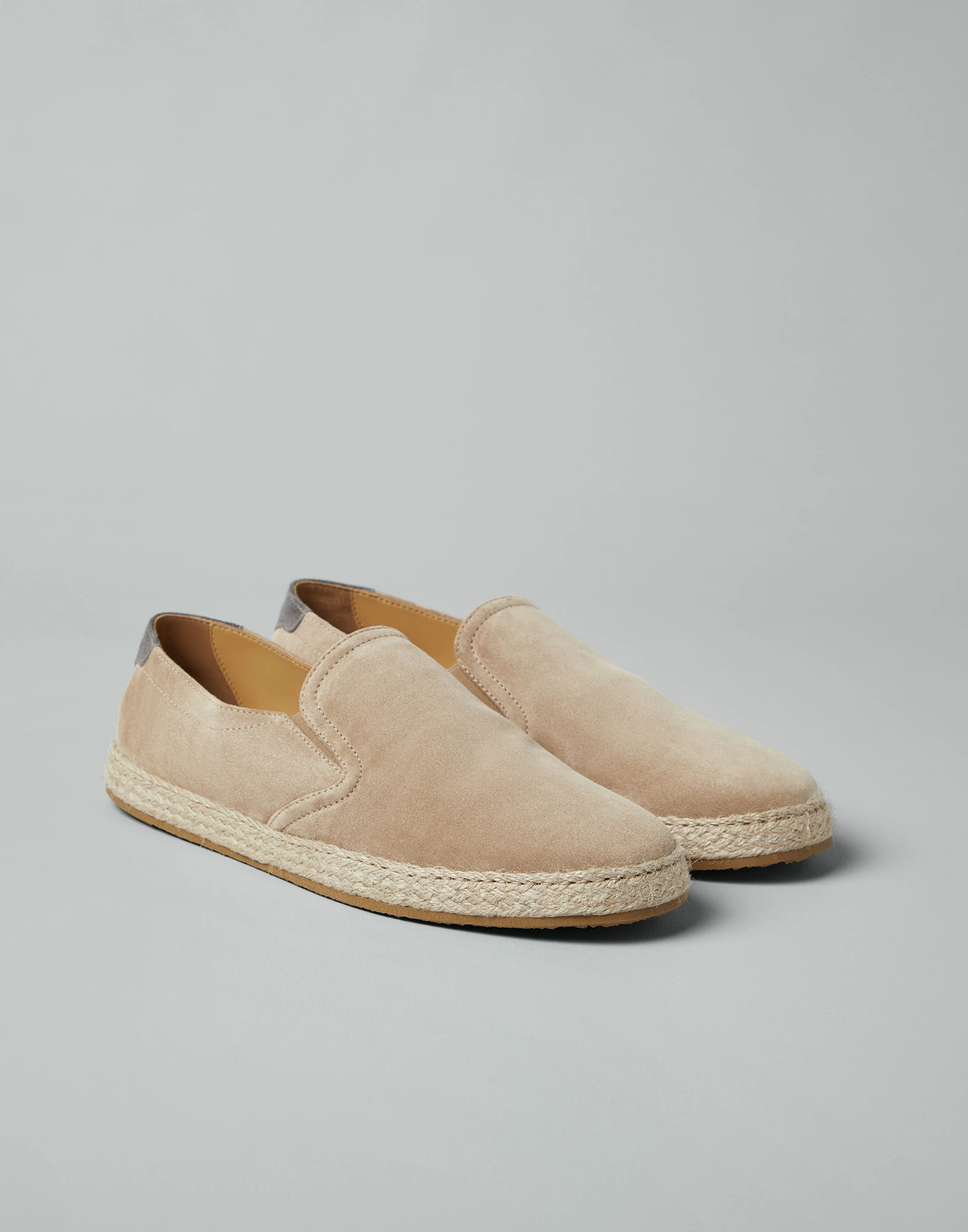 Suede slip-ons with rope insert