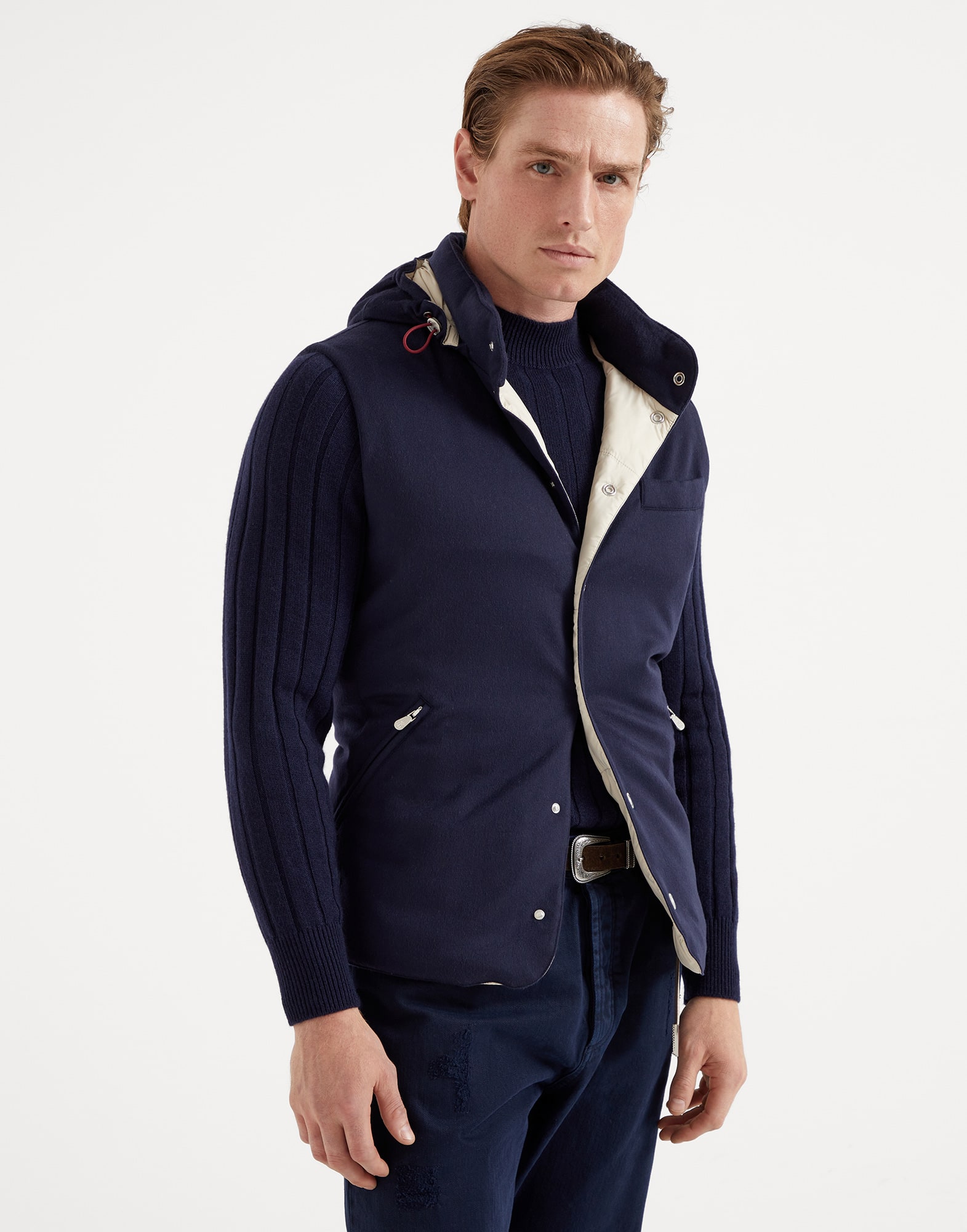 Cashmere and vicu?a down vest