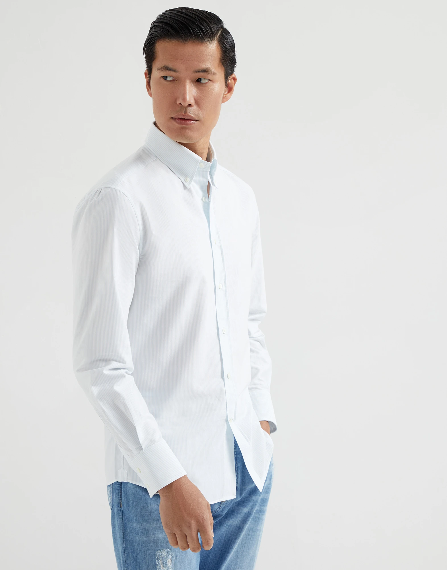 Striped poplin shirt