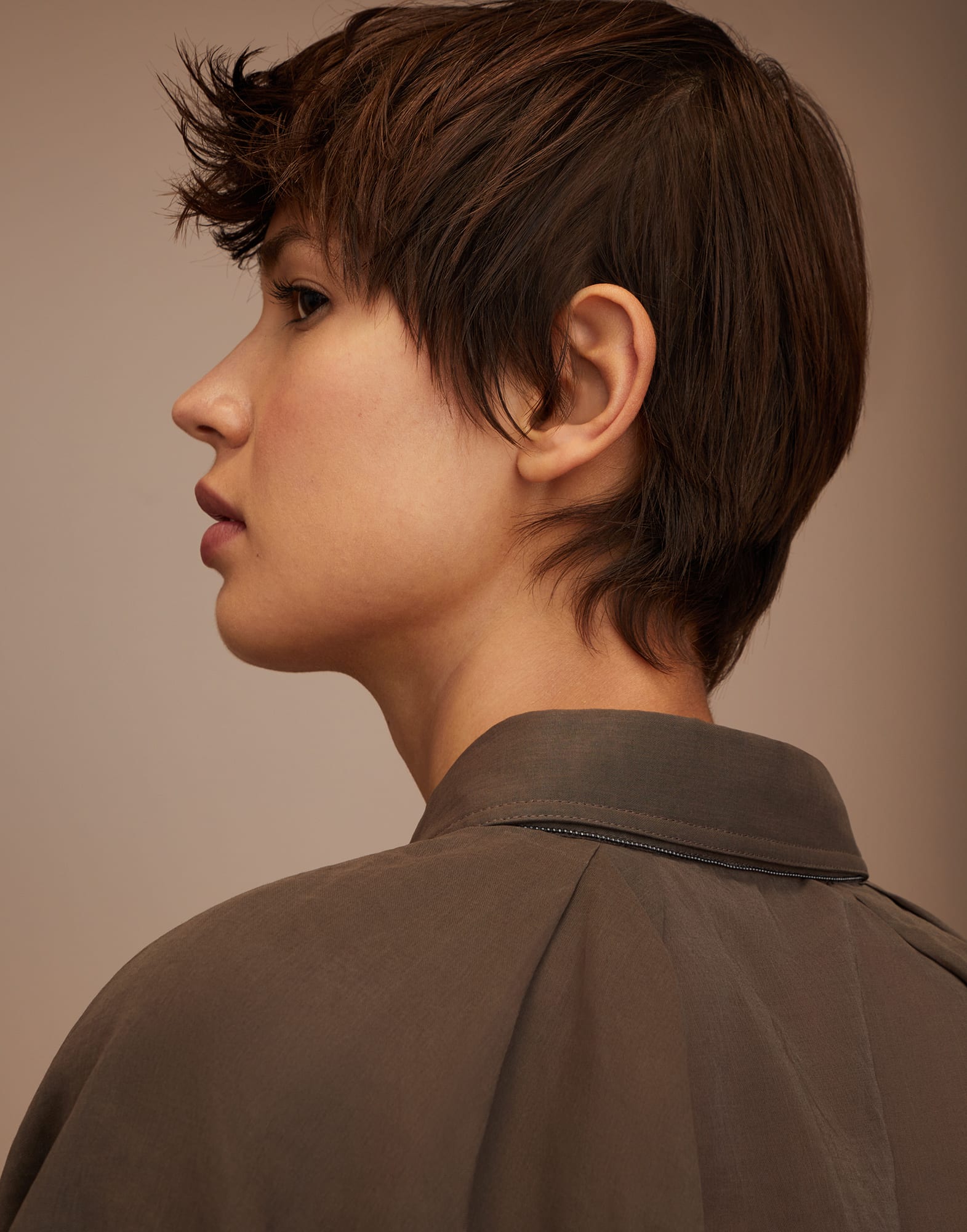 Cotton organza shirt with monili