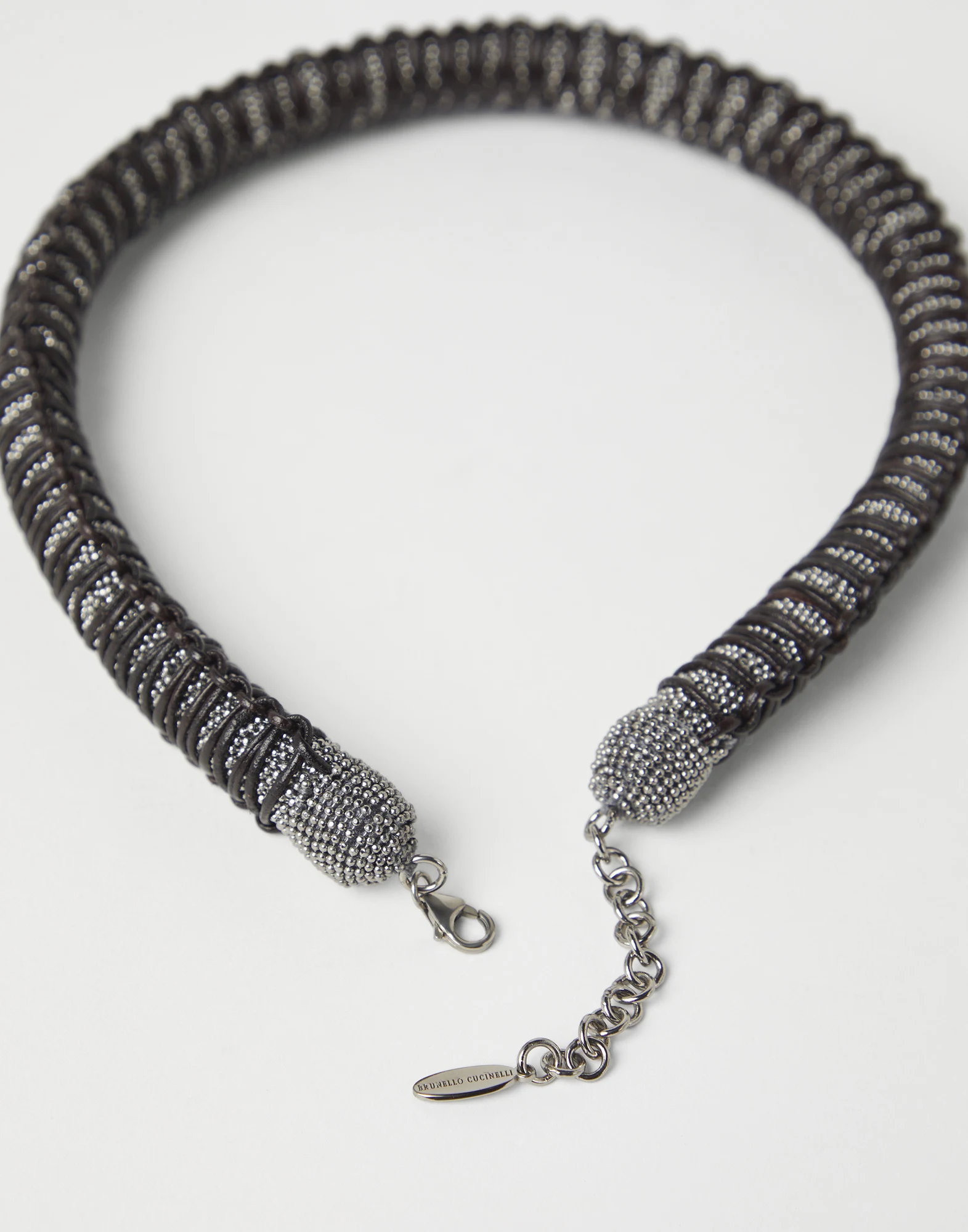 Monili and braided leather choker