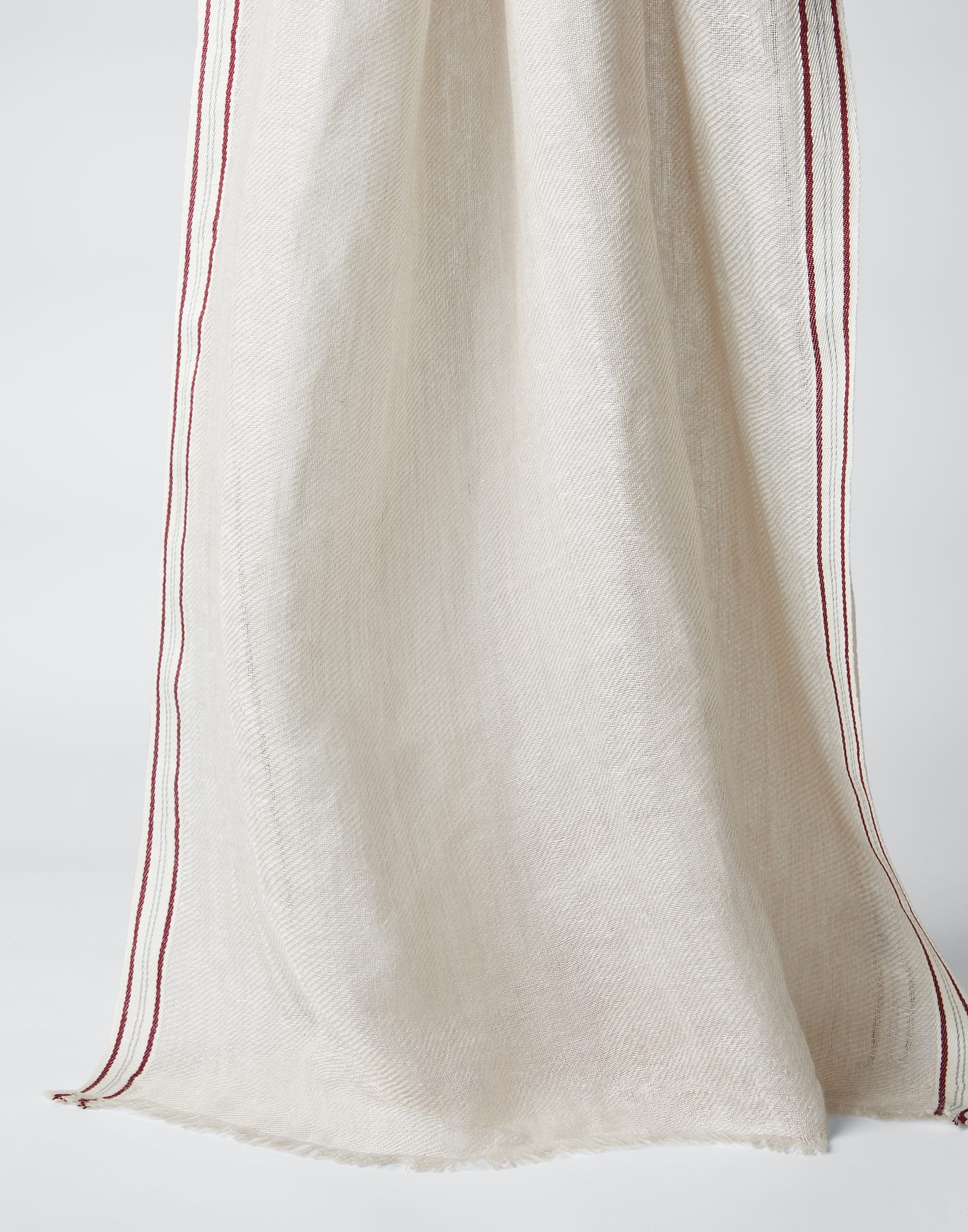 Linen, cashmere and silk denim-effect twill scarf with selvedge