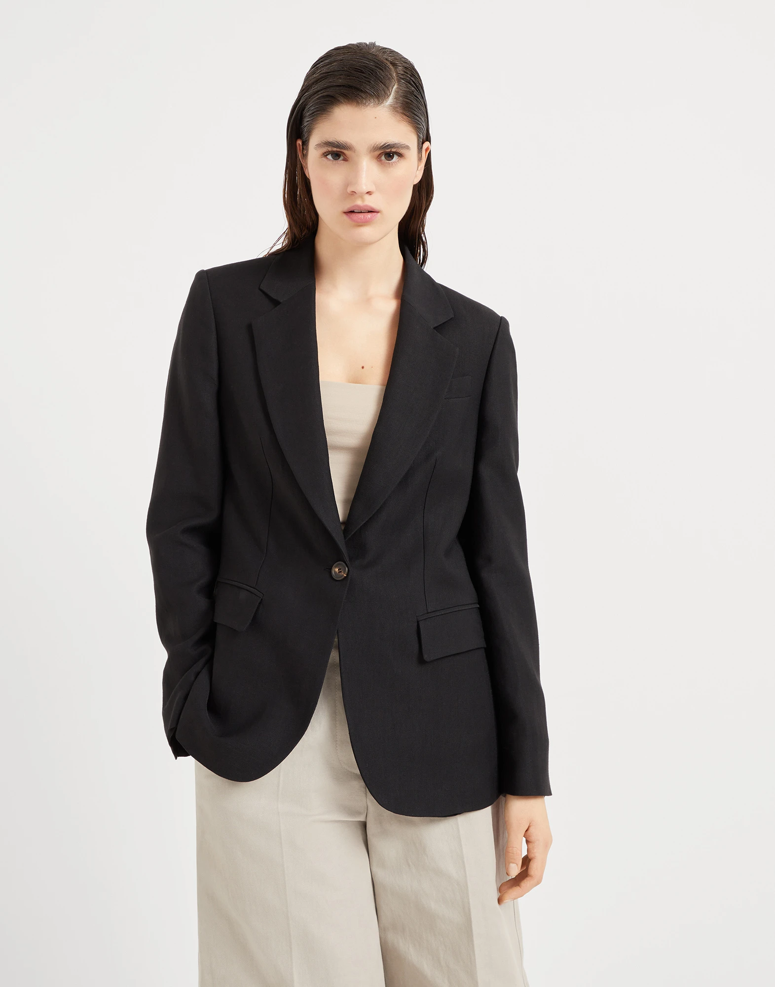 Twill blazer with monili
