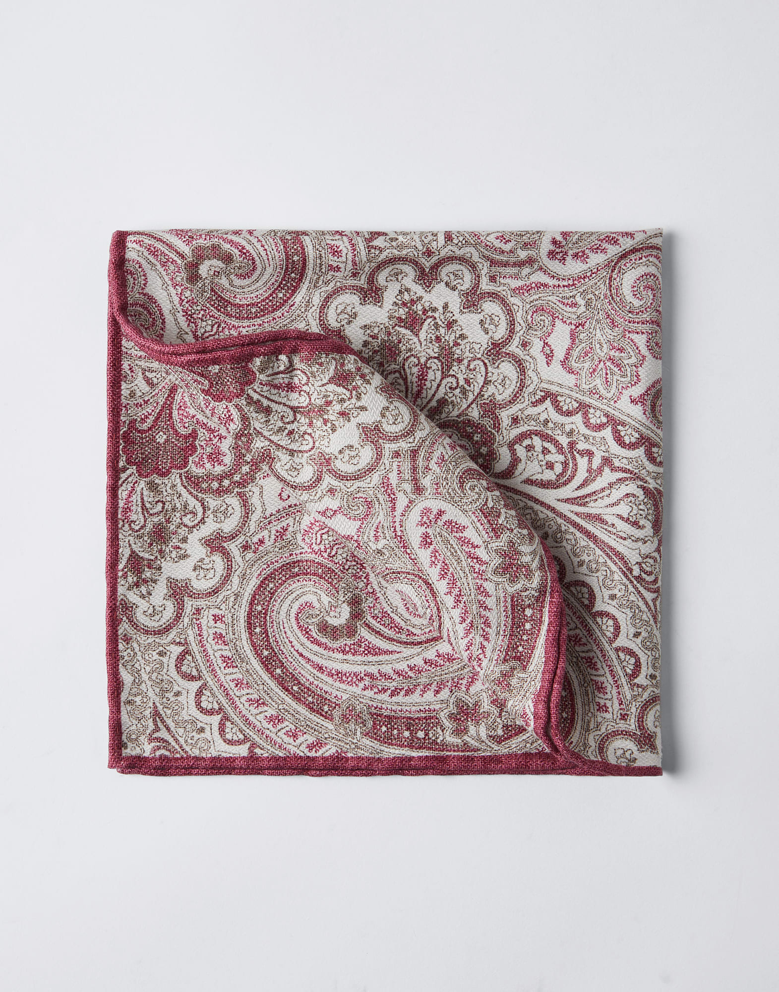 Double face silk pocket square with Paisley design