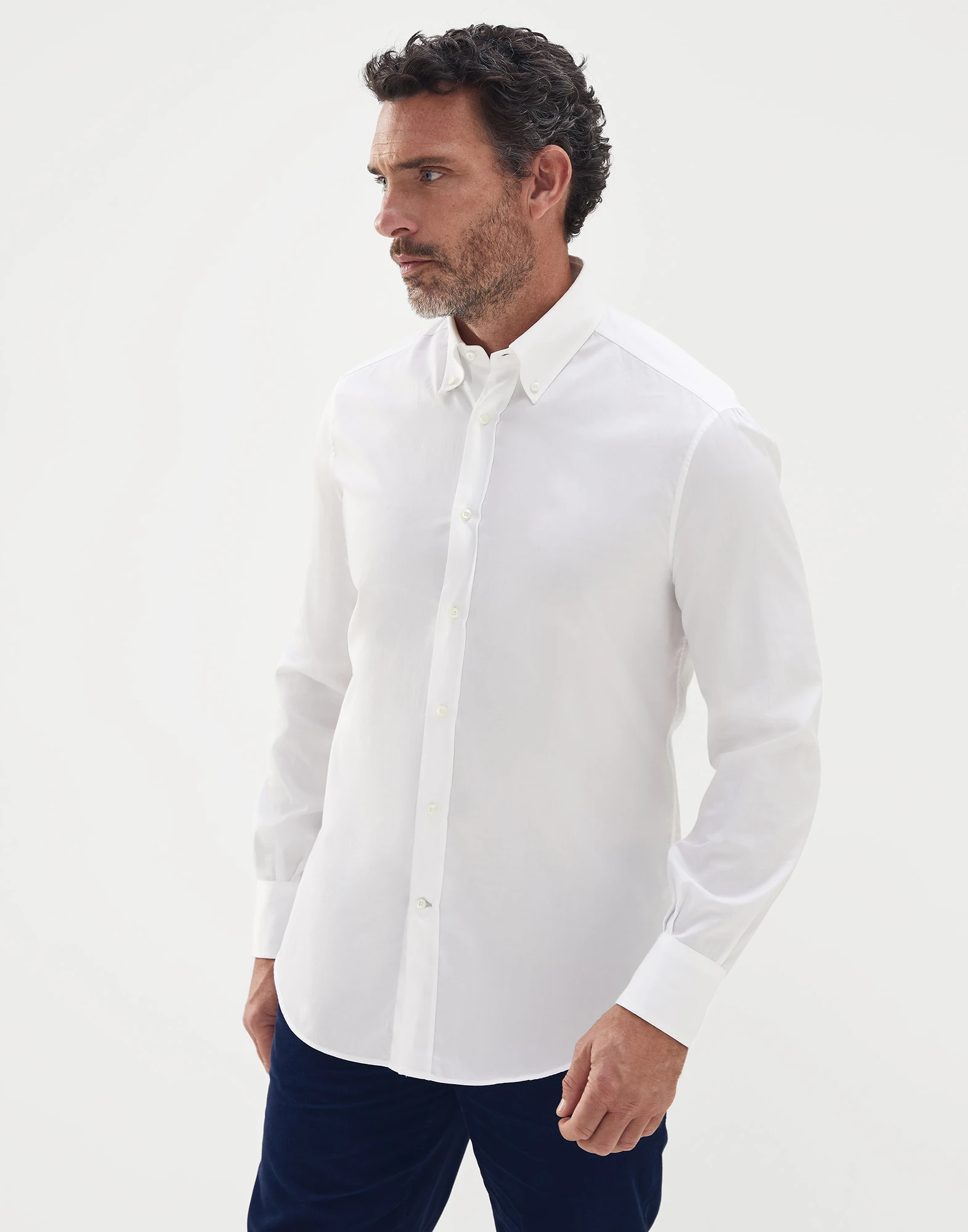 Twill basic fit shirt with button-down collar