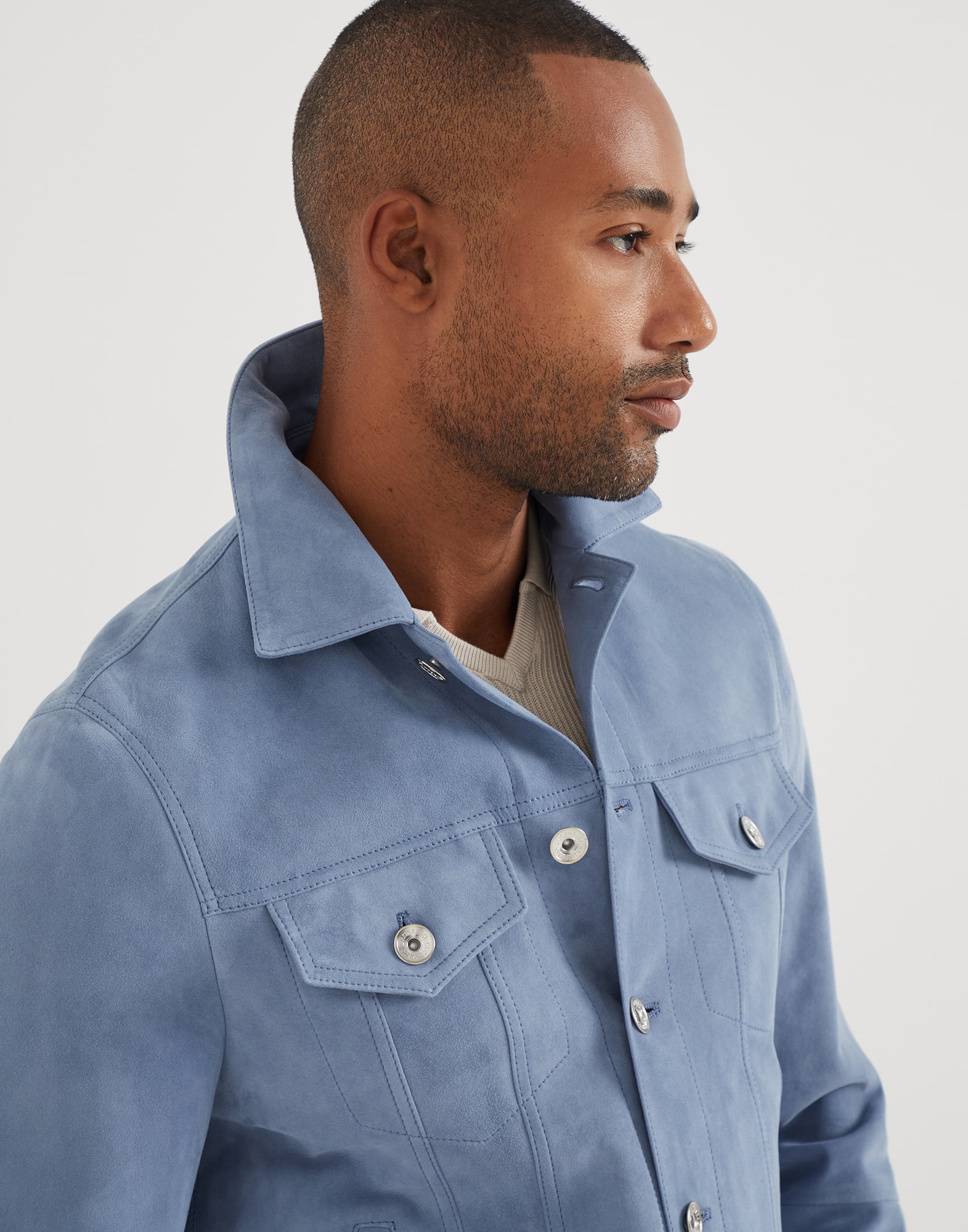 Suede four-pocket jacket