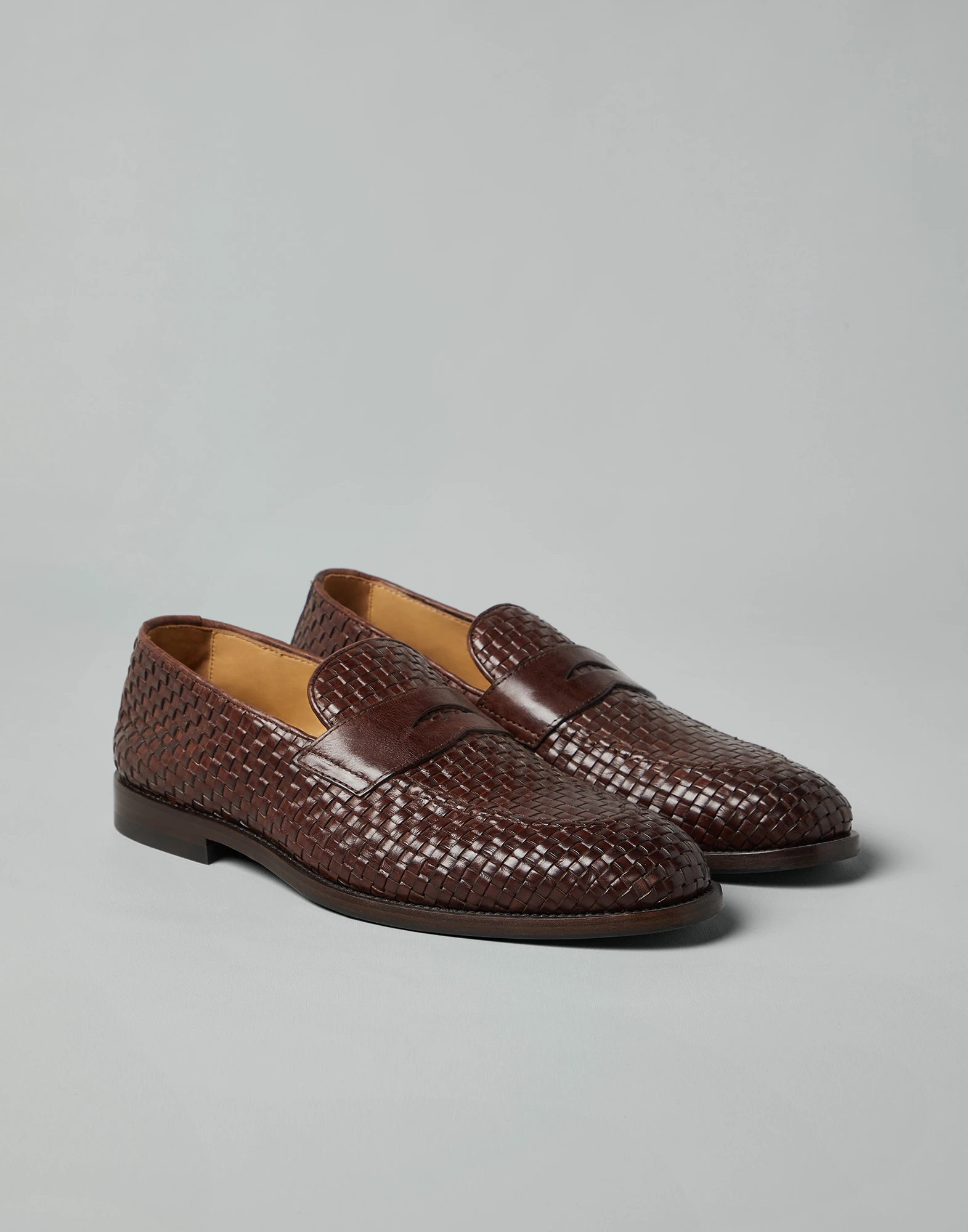 Woven calfskin penny loafers