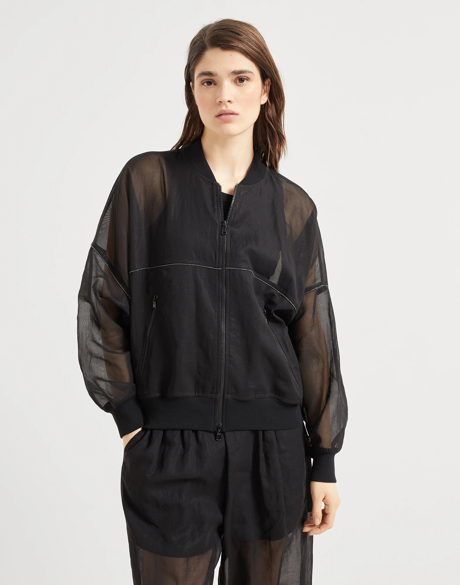Bomber jacket with monili