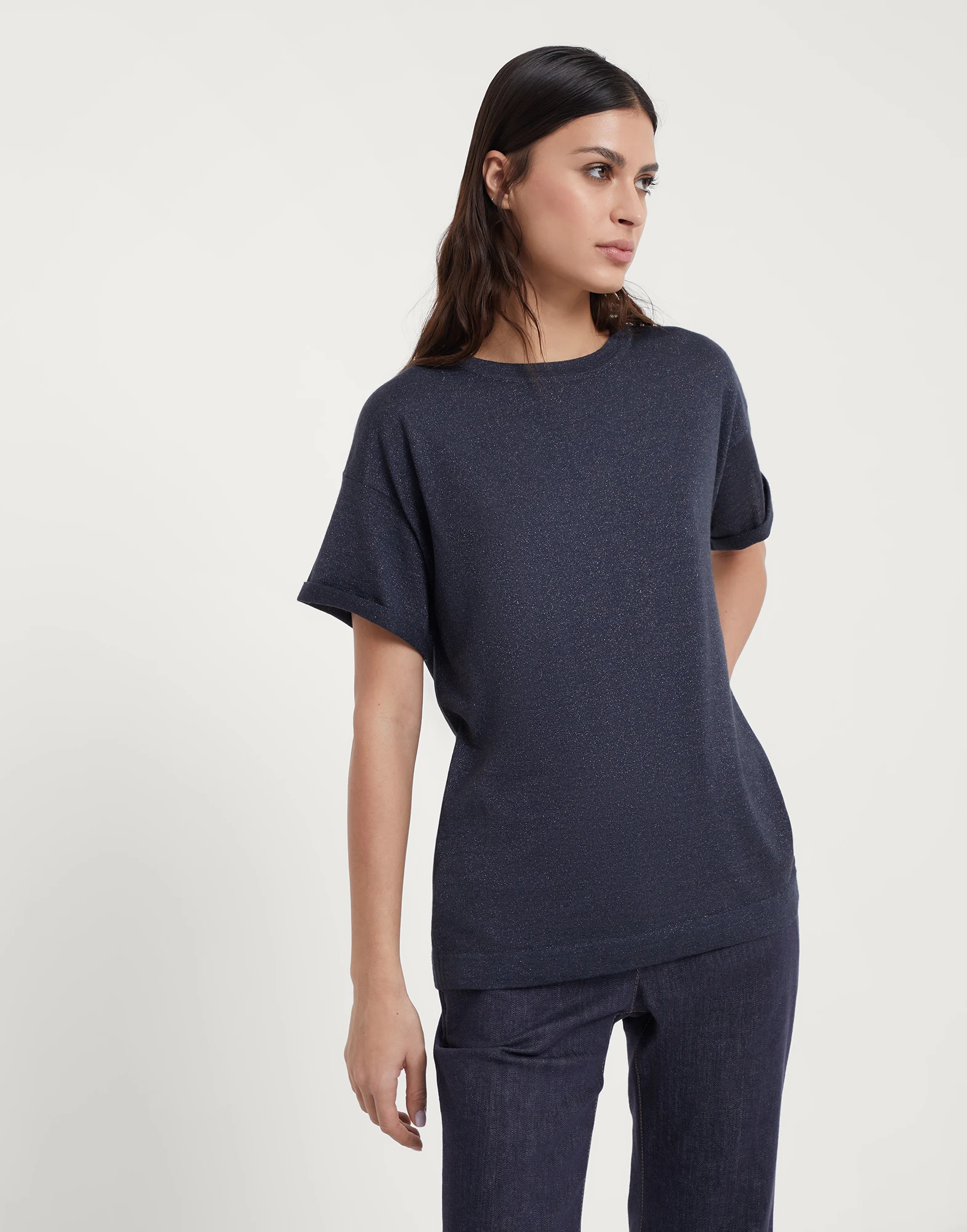 Sparkling cashmere and silk lightweight sweater