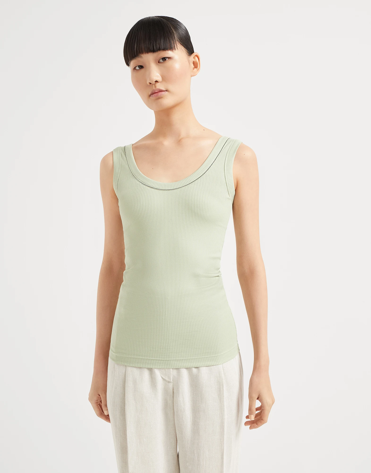 Ribbed jersey top