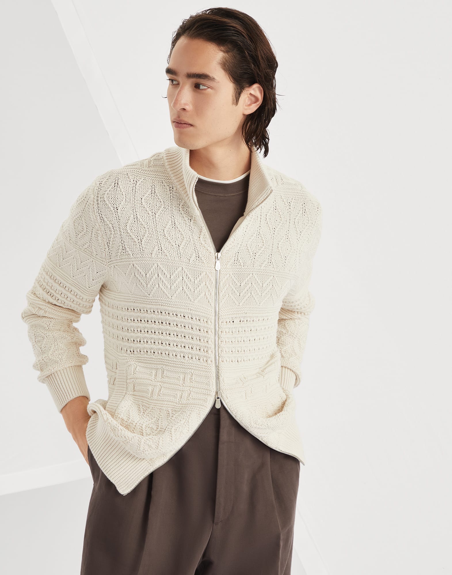 Zip-front cardigan