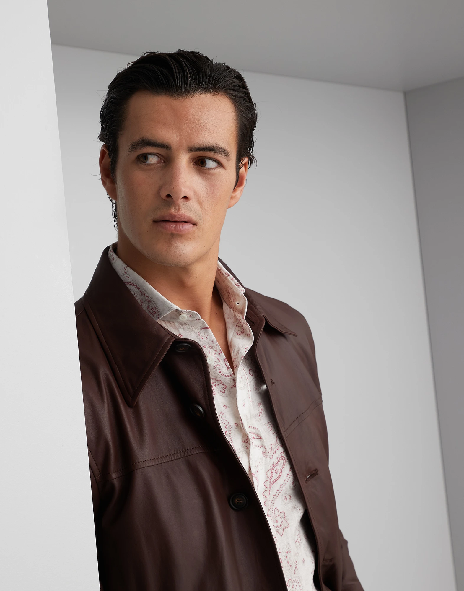 Nappa leather overshirt