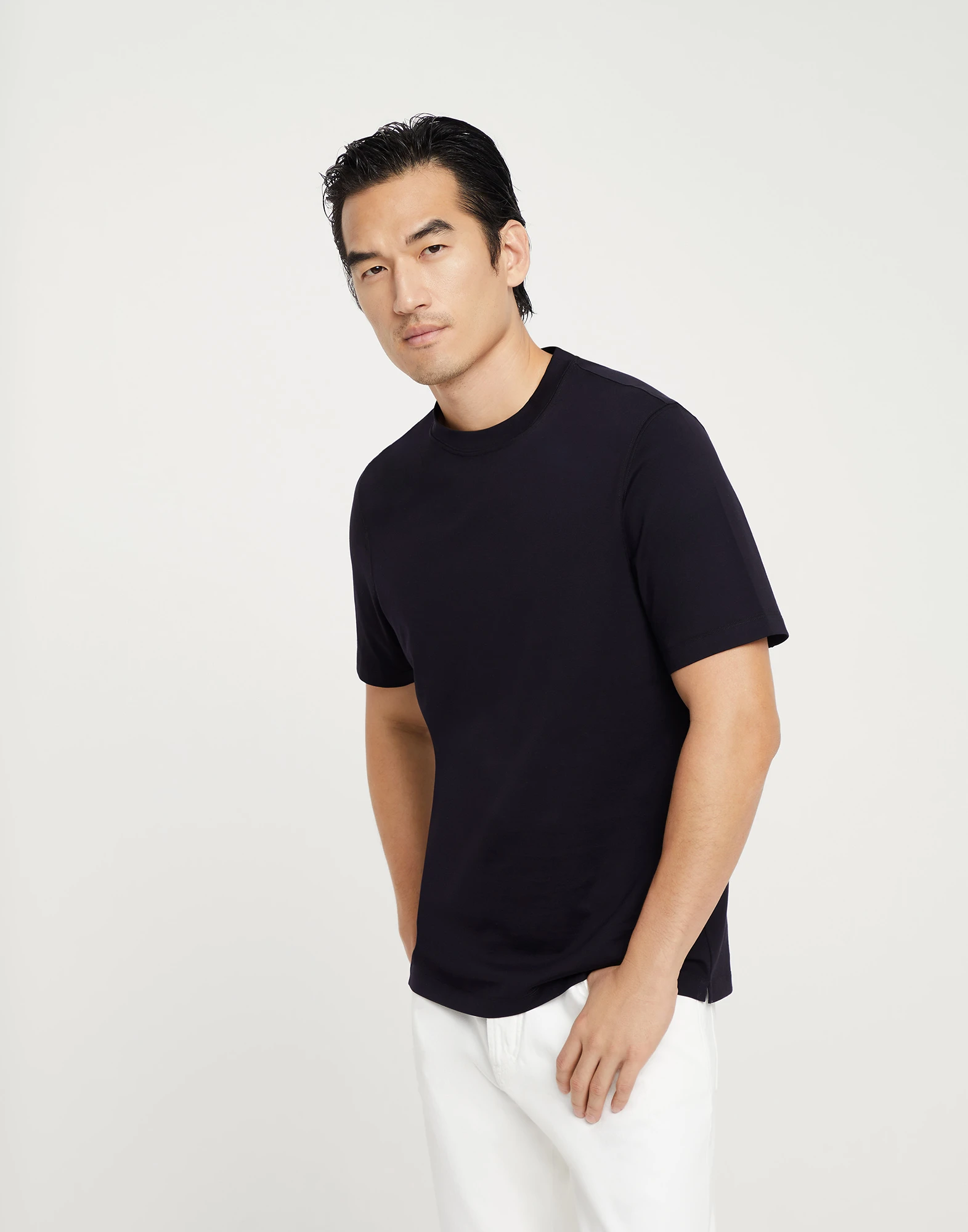Cotton jersey crew neck T-shirt