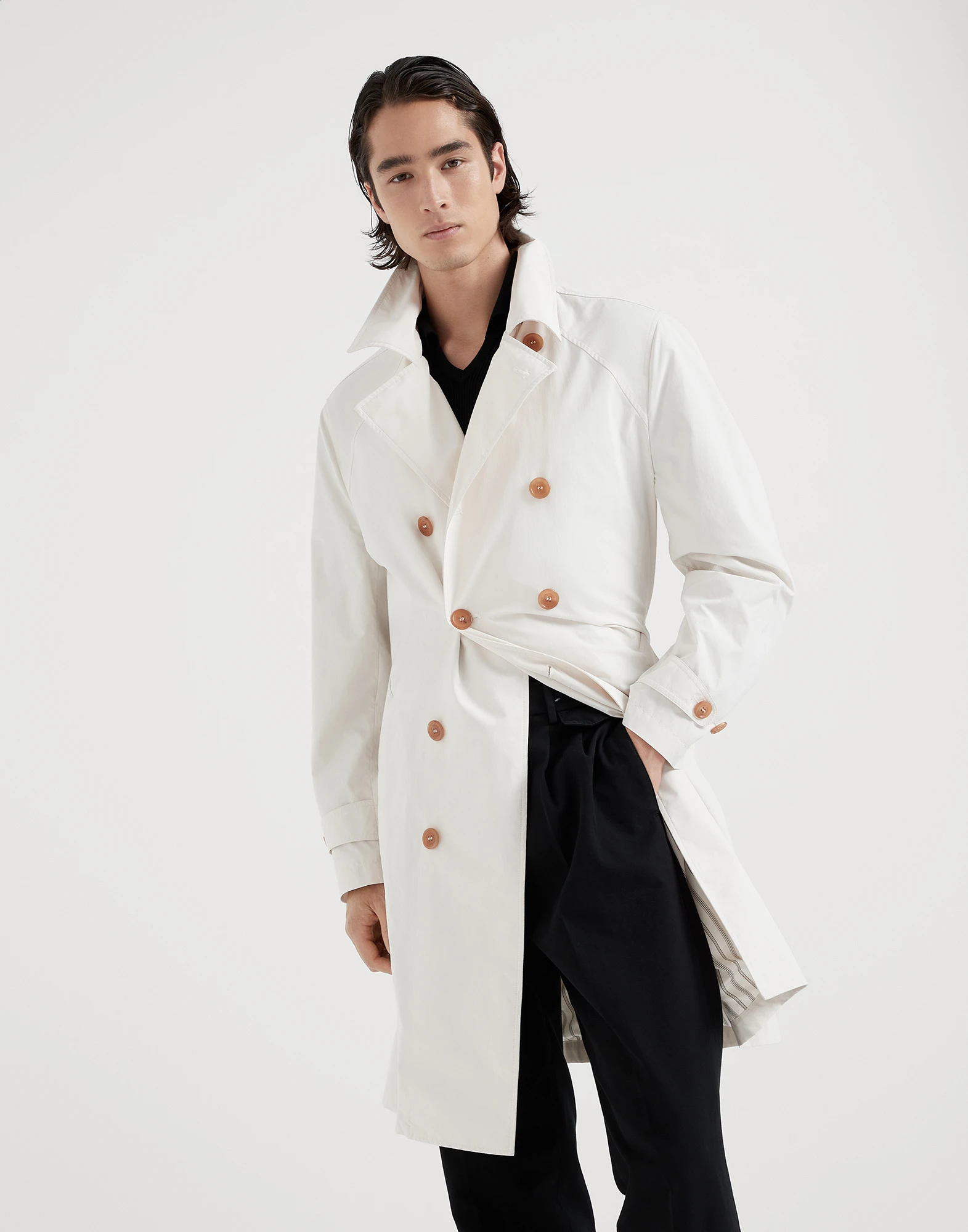 Water-resistant microfiber trench coat