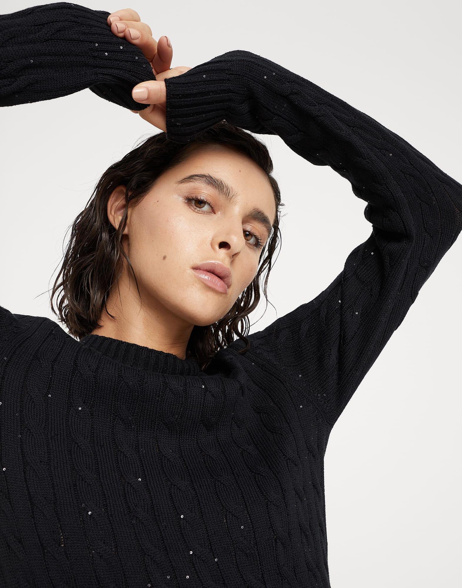 Cotton dazzling cables knit dress