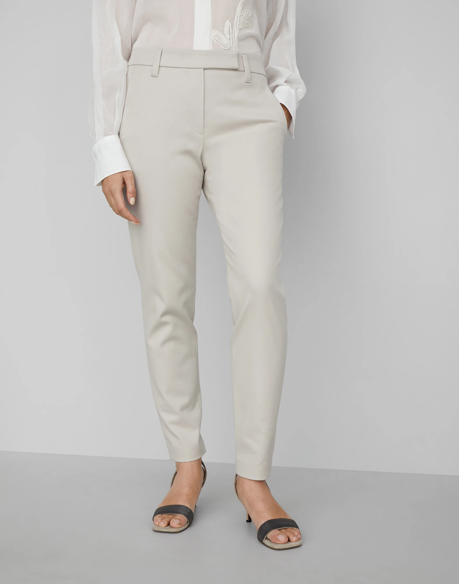 Stretch cotton cover slim fit trousers