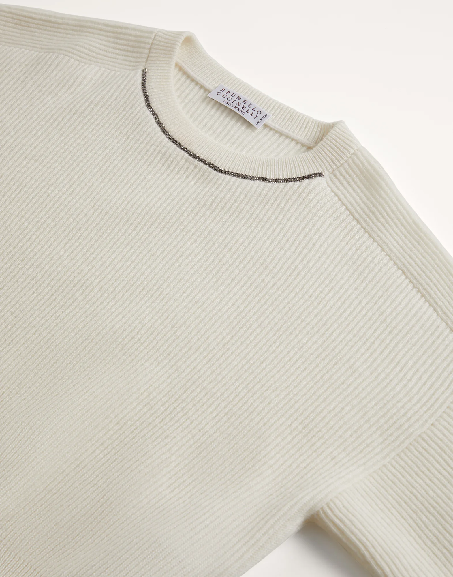 Cashmere English rib sweater with monili