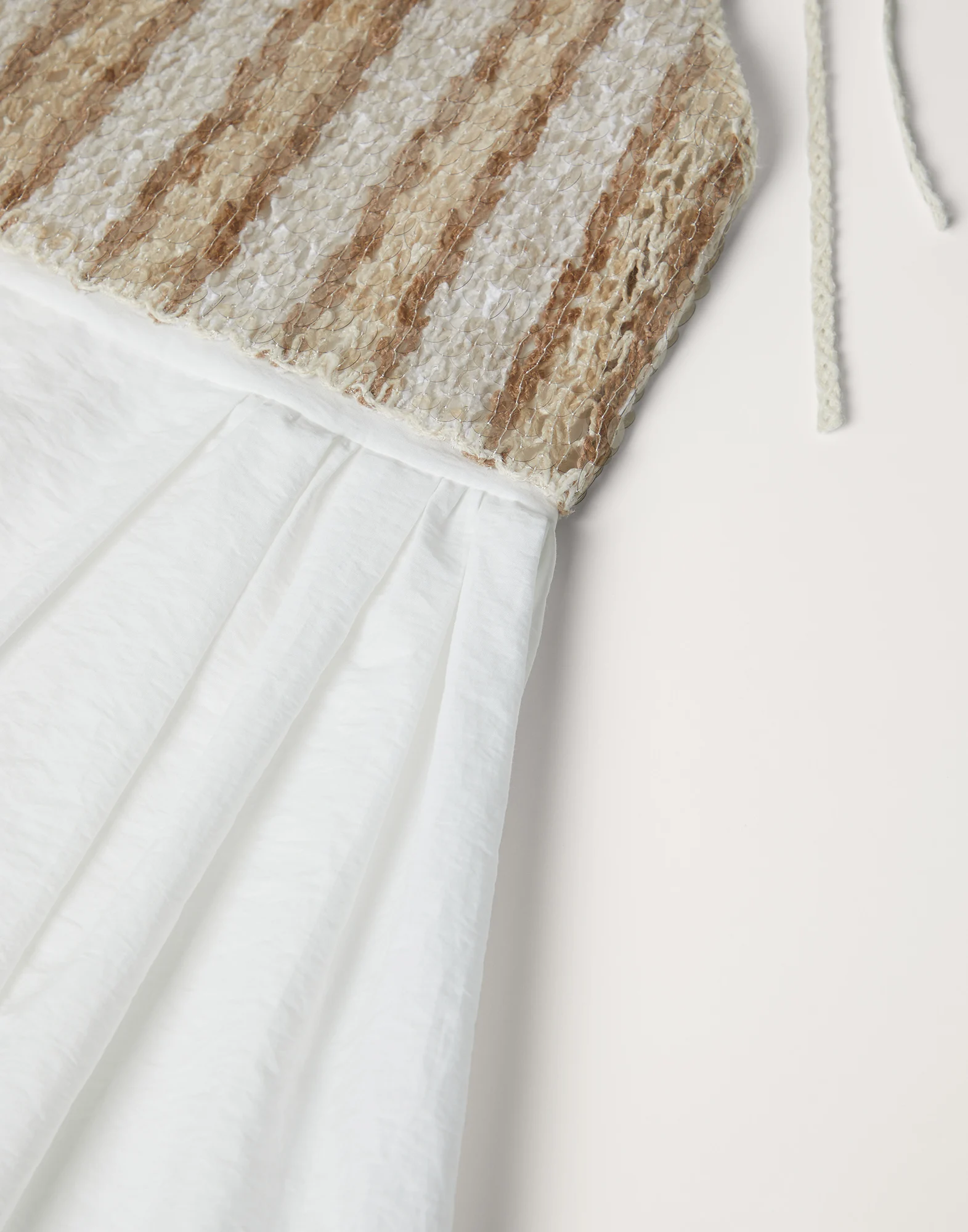 Techno cotton poplin dress with dazzling stripe embroidery