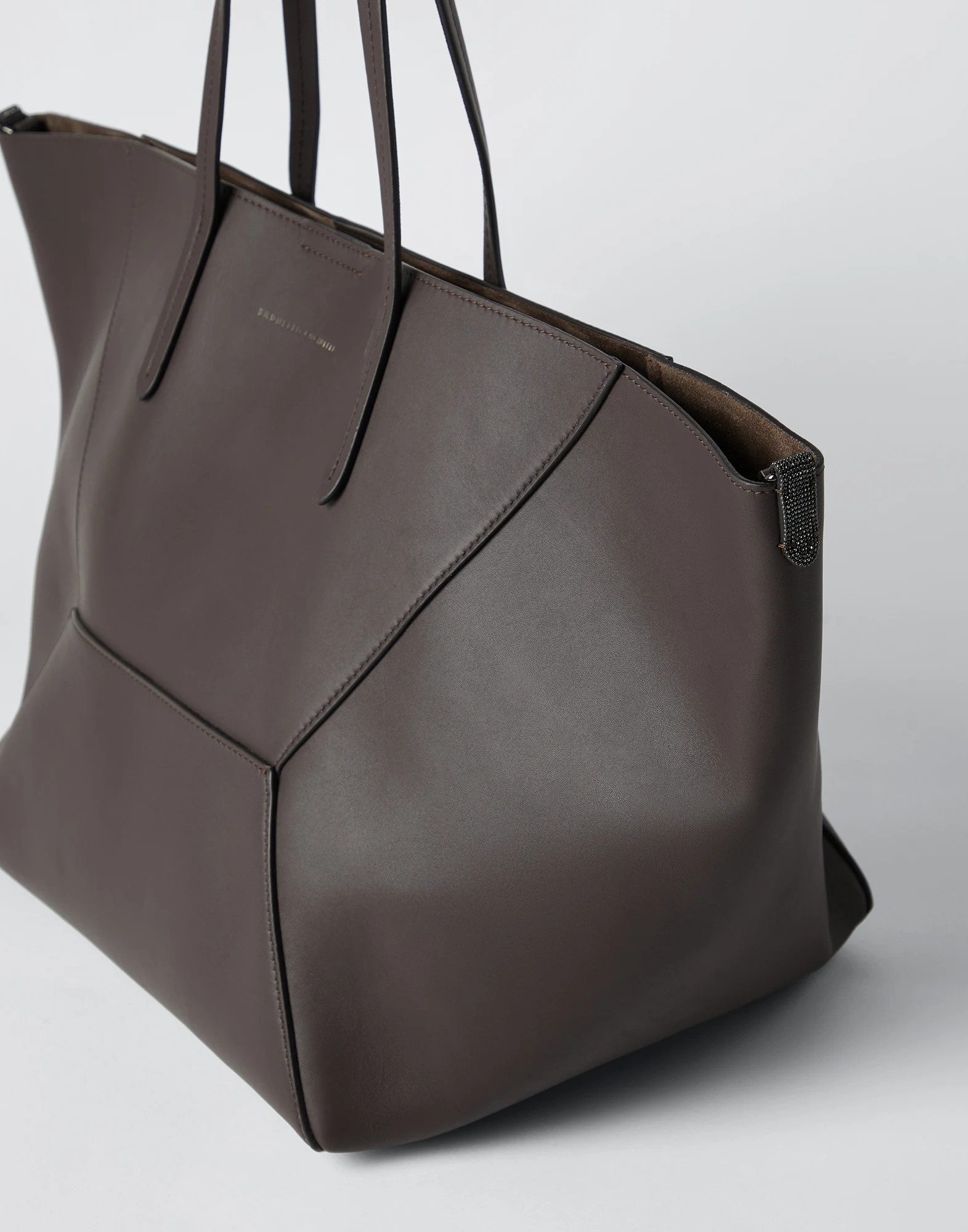 Calfskin shopper bag with monili