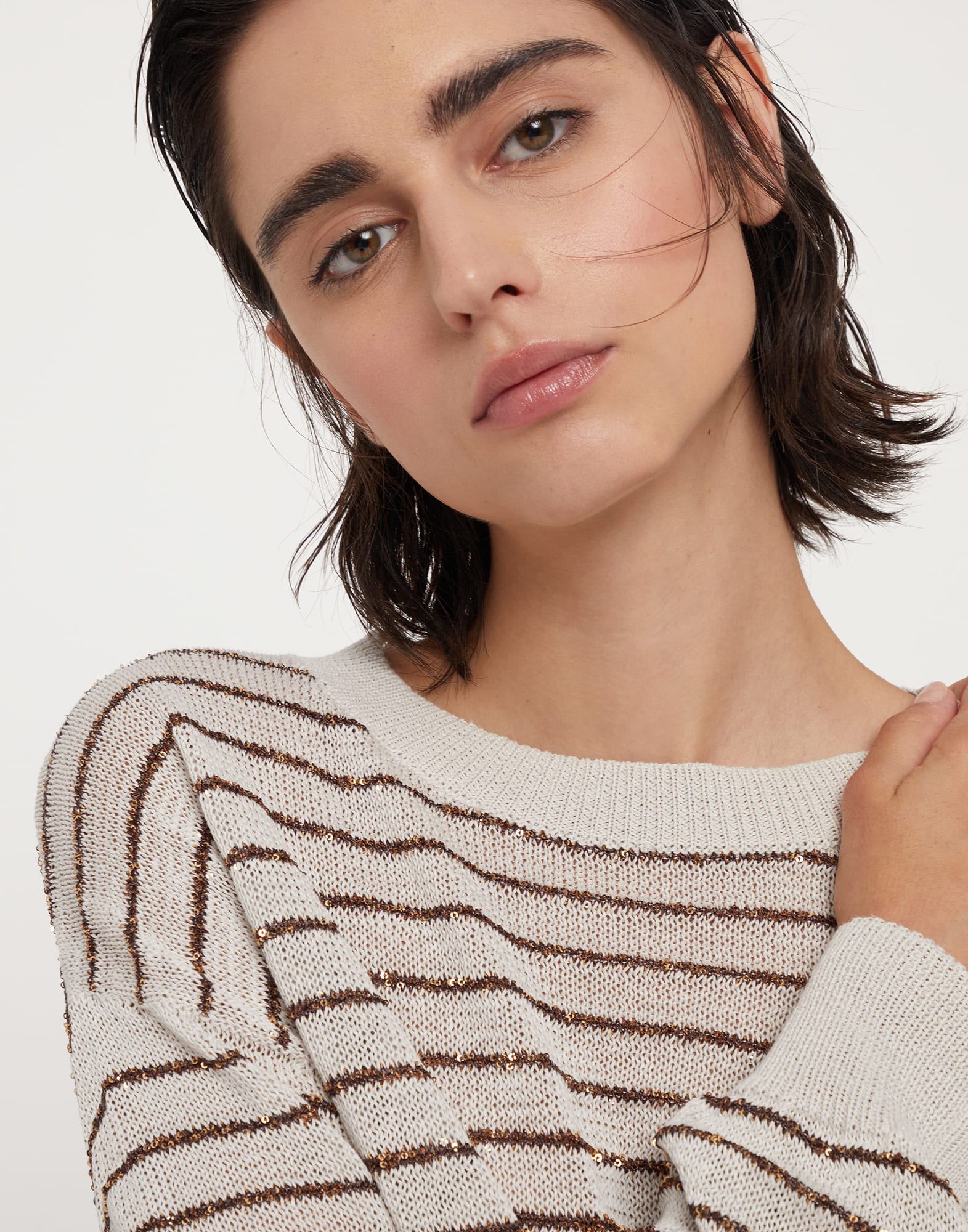 Cotton dazzling stripes sweater