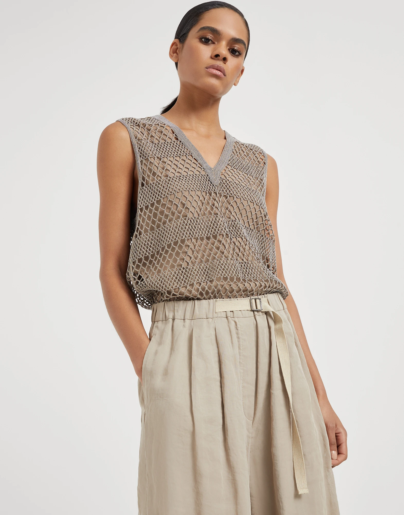 Cotton organza ergonomic loose trousers